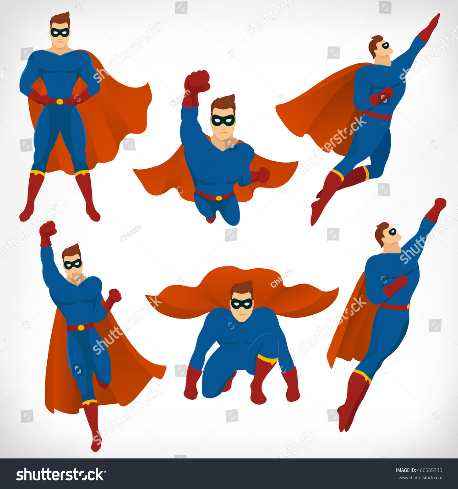 Superheld In Aktion Icon Set Von Stock Vektorgrafik Lizenzfrei