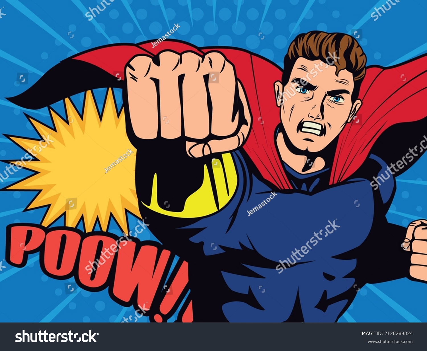 Superhero Punching Pop Art Character Stock Vector (Royalty Free ...