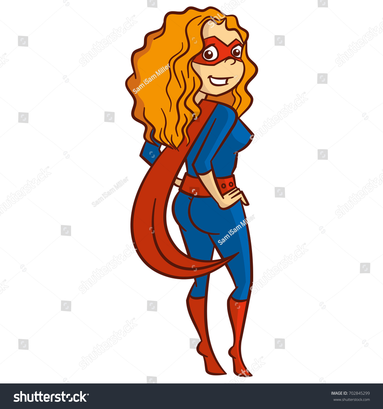 Superhero Redhaired Woman Cartoon Character Isolated Vector Có Sẵn