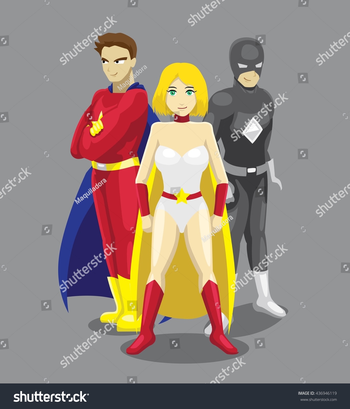 Superhero Set Poses Cartoon Vector Illustration Stock Vector (Royalty ...