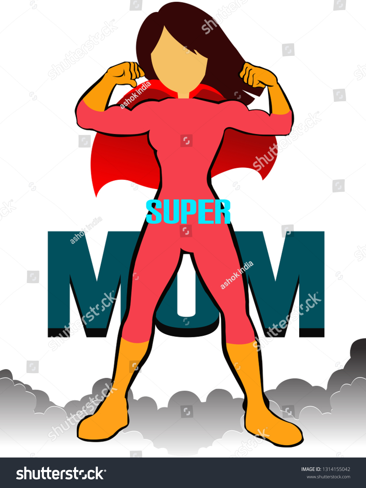 Superhero Woman Showing Her Muscles Stock Vector (Royalty Free) 1314155042