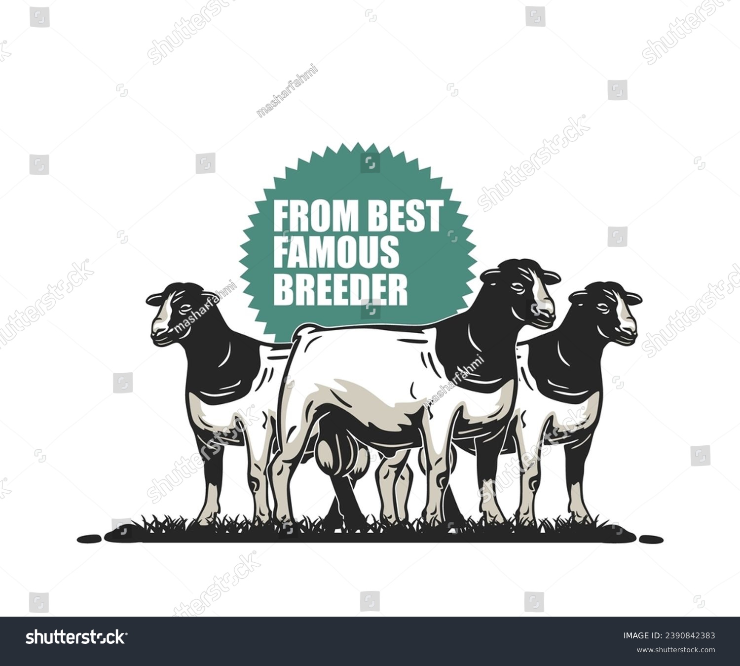SVG of SUPERIOR DORPER BIG SHEEP BREEDING LOGO, silhouette of great ram standing in farm vector illustrations svg