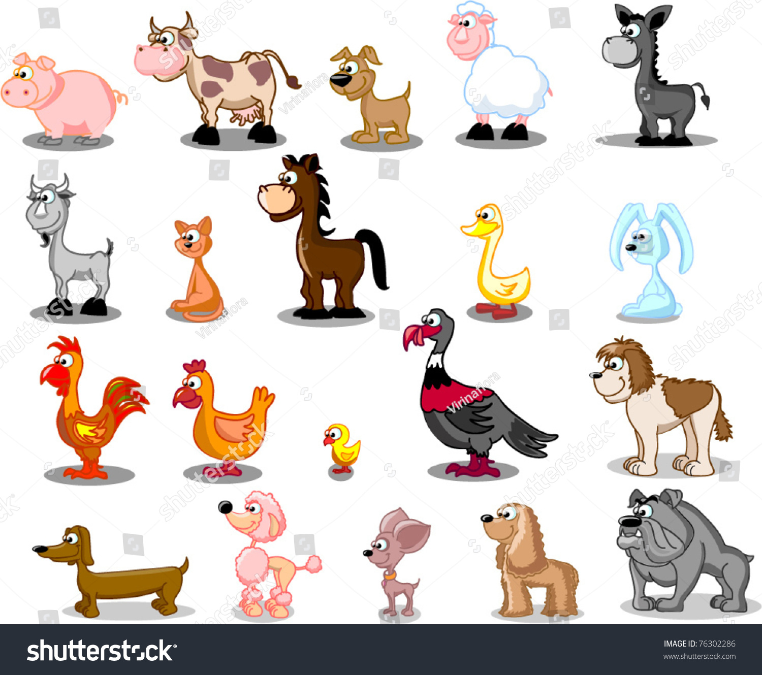 Superlarge Cartoon Set Pets Stock Vector 76302286 - Shutterstock