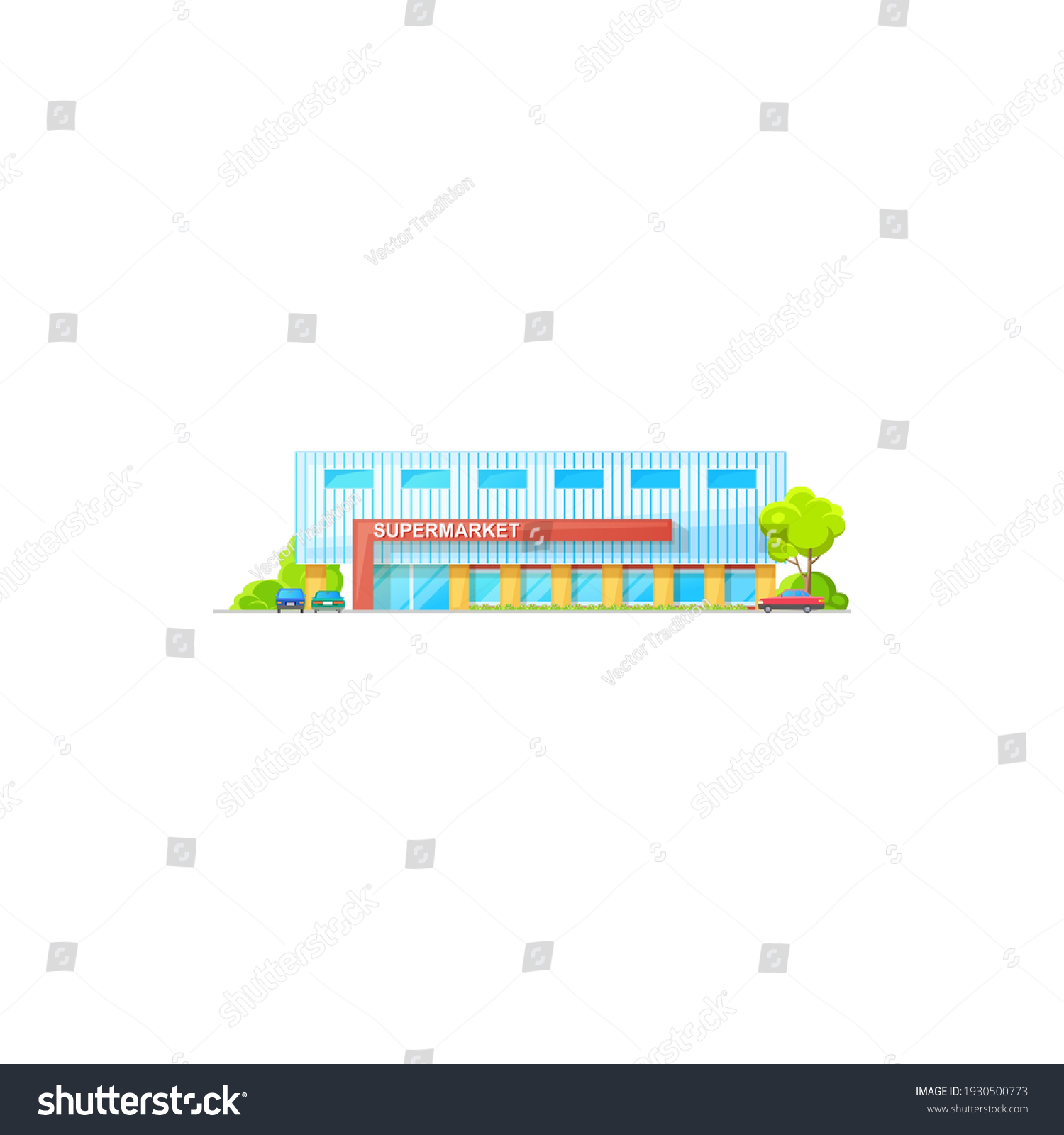 Supermarket Building Grocery Store Mall Icon Stock Vector (Royalty Free ...