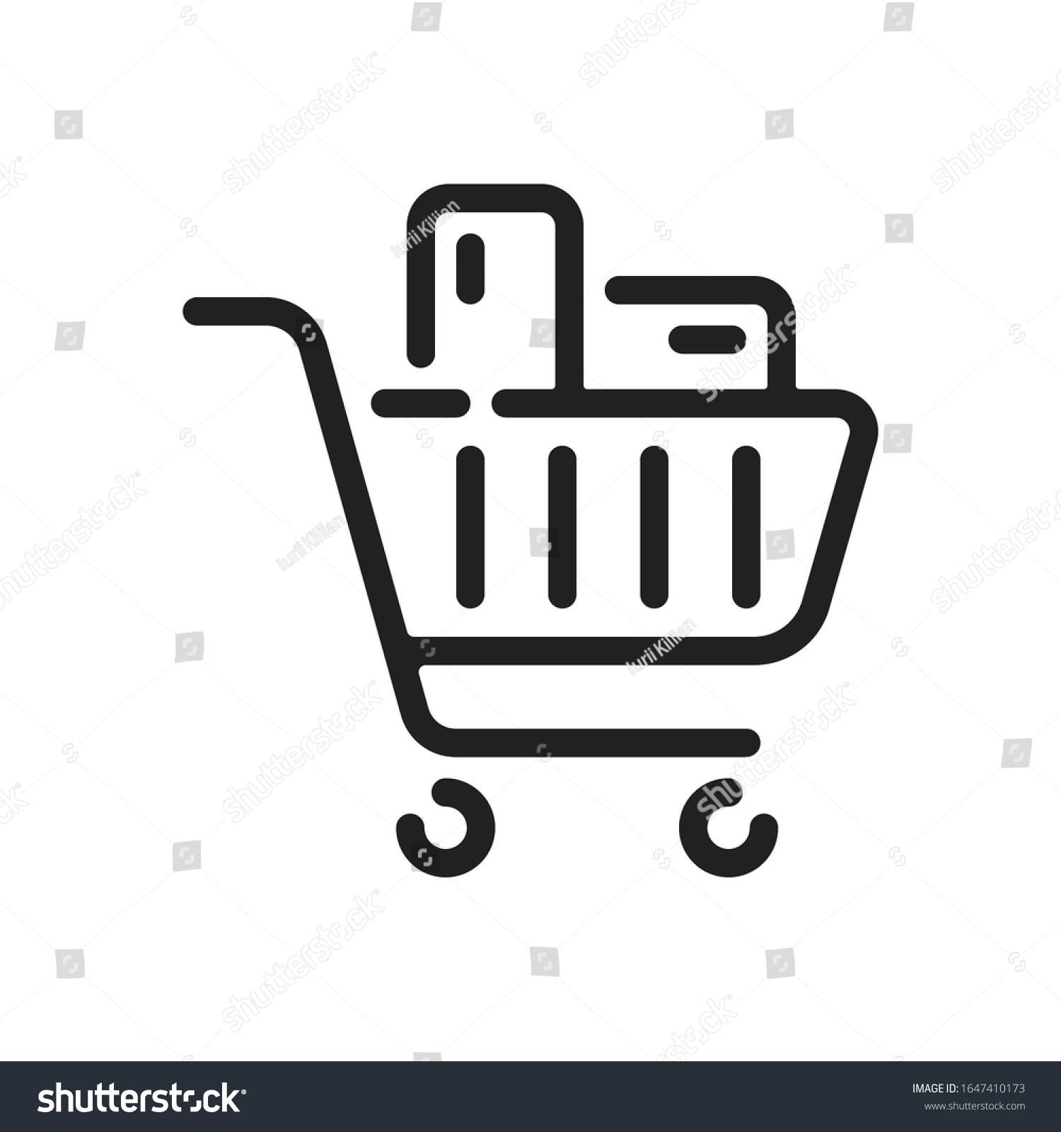 Supermarket Cart Outline Icon Vector Illustration Stock Vector (Royalty ...