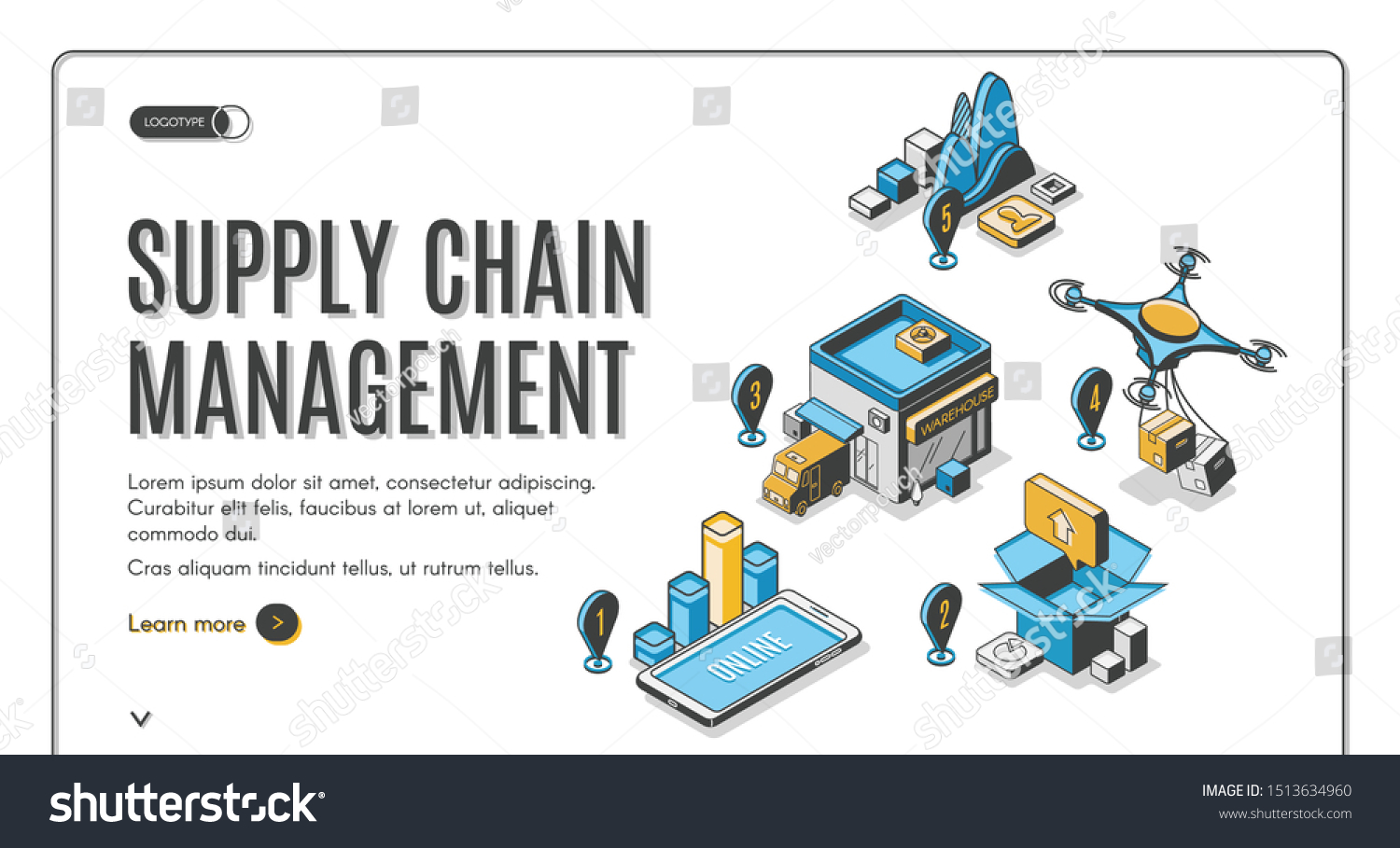 Supply Chain Management Isometric Landing Page Stock Vector (Royalty ...