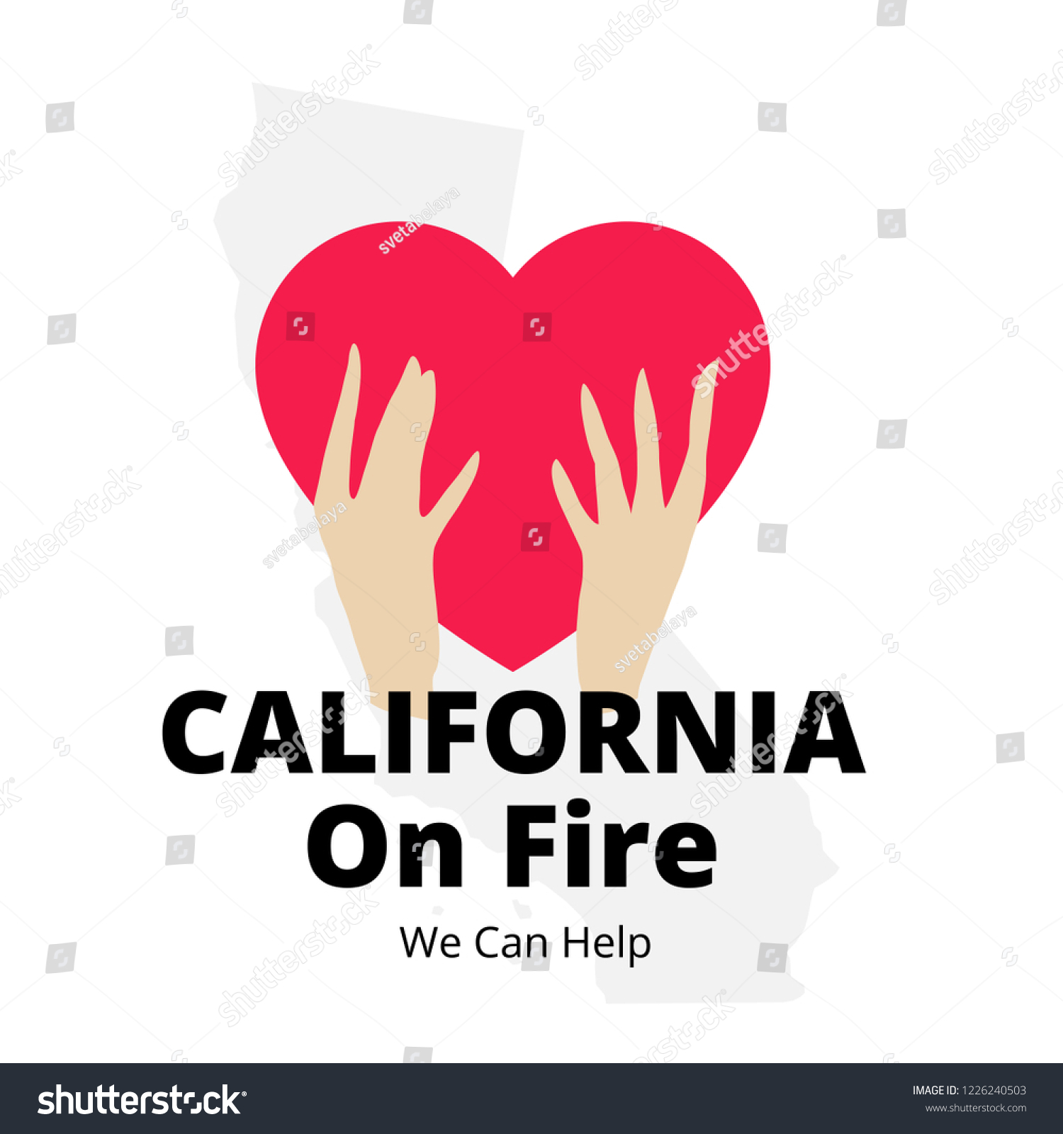 Support Charity Design After Wildfires Southern Stock Vector