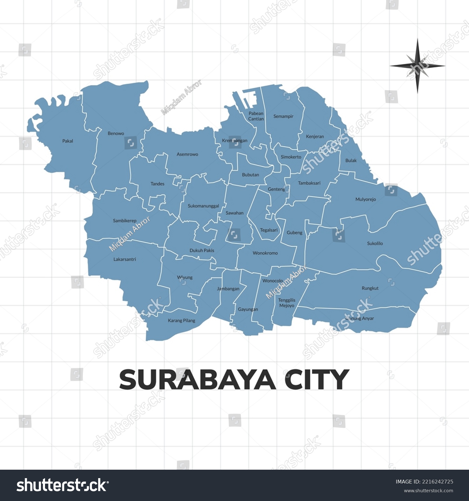 SVG of Surabaya city map illustration. Map of cities in Indonesia svg