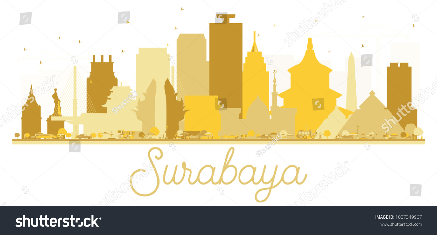 Surabaya Indonesia City Skyline Golden Silhouette Stock Vector (Royalty ...