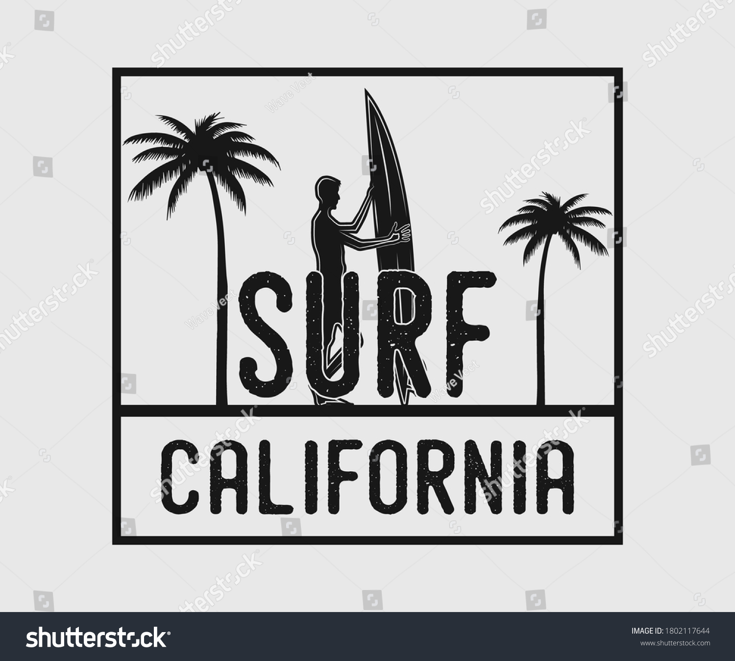 Surf California Vintage Surfing Design Surf Stock Vector (Royalty Free ...