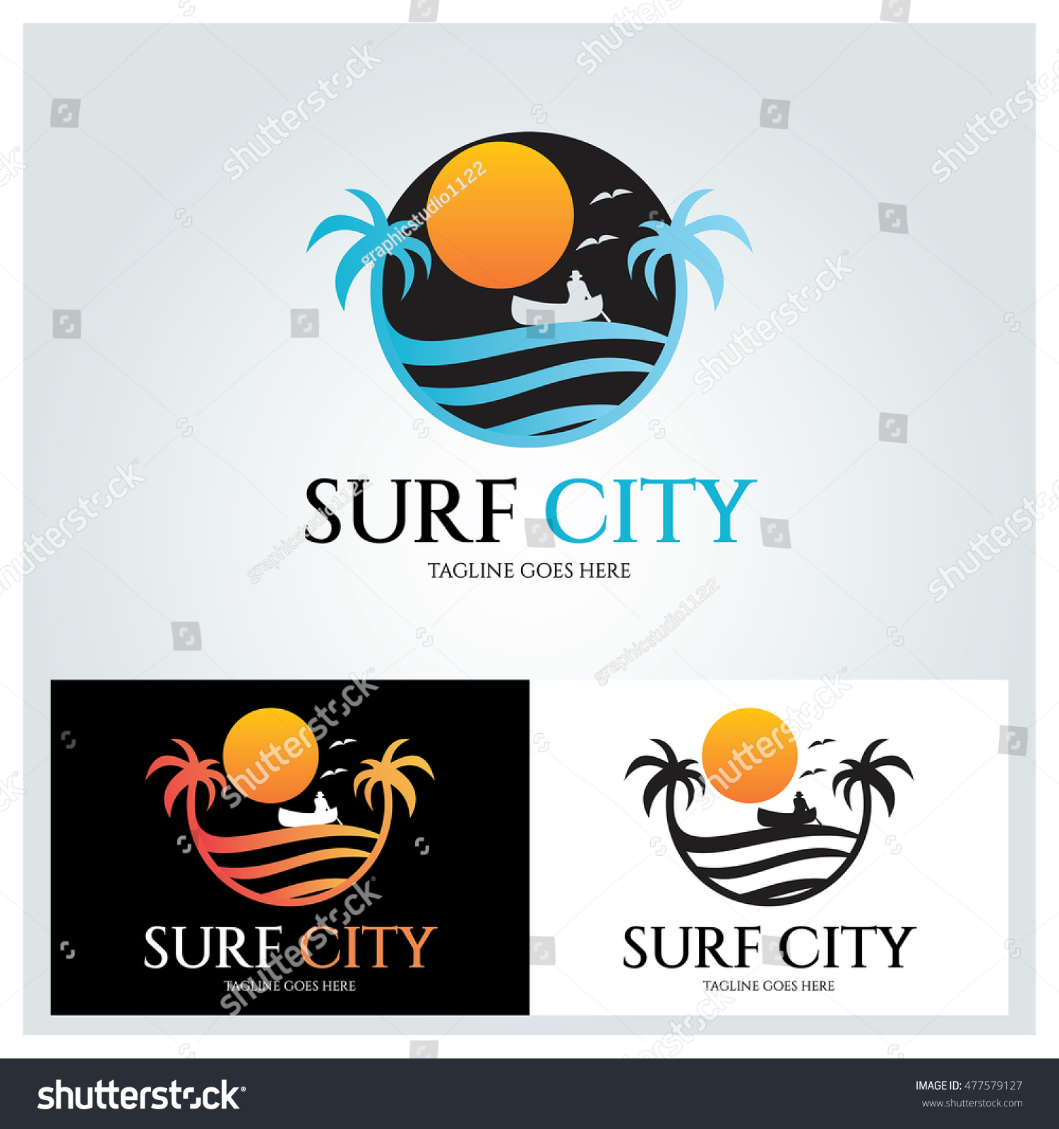 Surf City Logo Design Template Surf Stock Vector Royalty Free