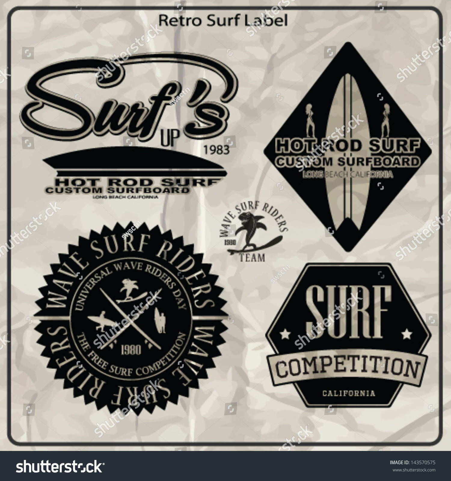 Surf Label Vector Set Stock Vector (Royalty Free) 143570575 | Shutterstock