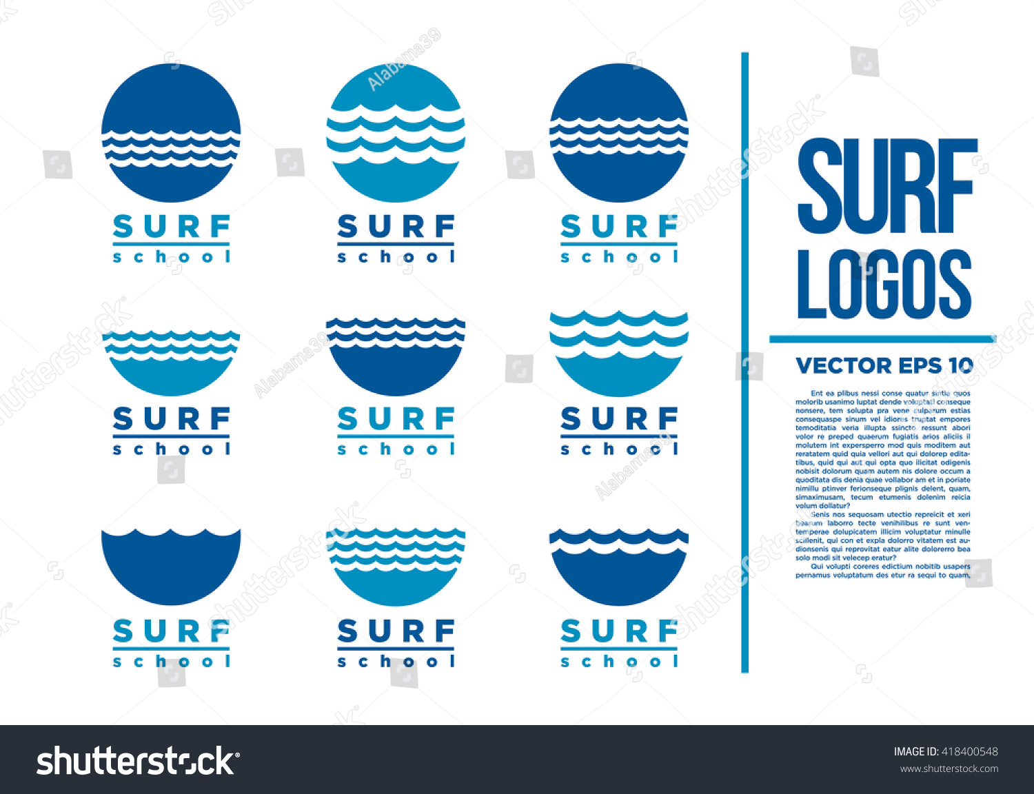 Surf Logo Blue Wave Vector Illustration Stock Vector (Royalty Free