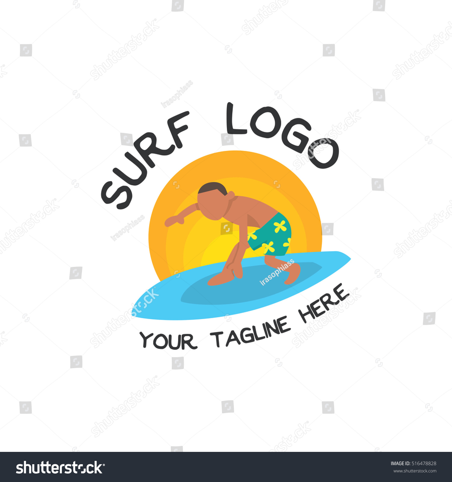 Surf Sticker Design Cartoon Surf Boy Stock Vector (Royalty Free) 516478828