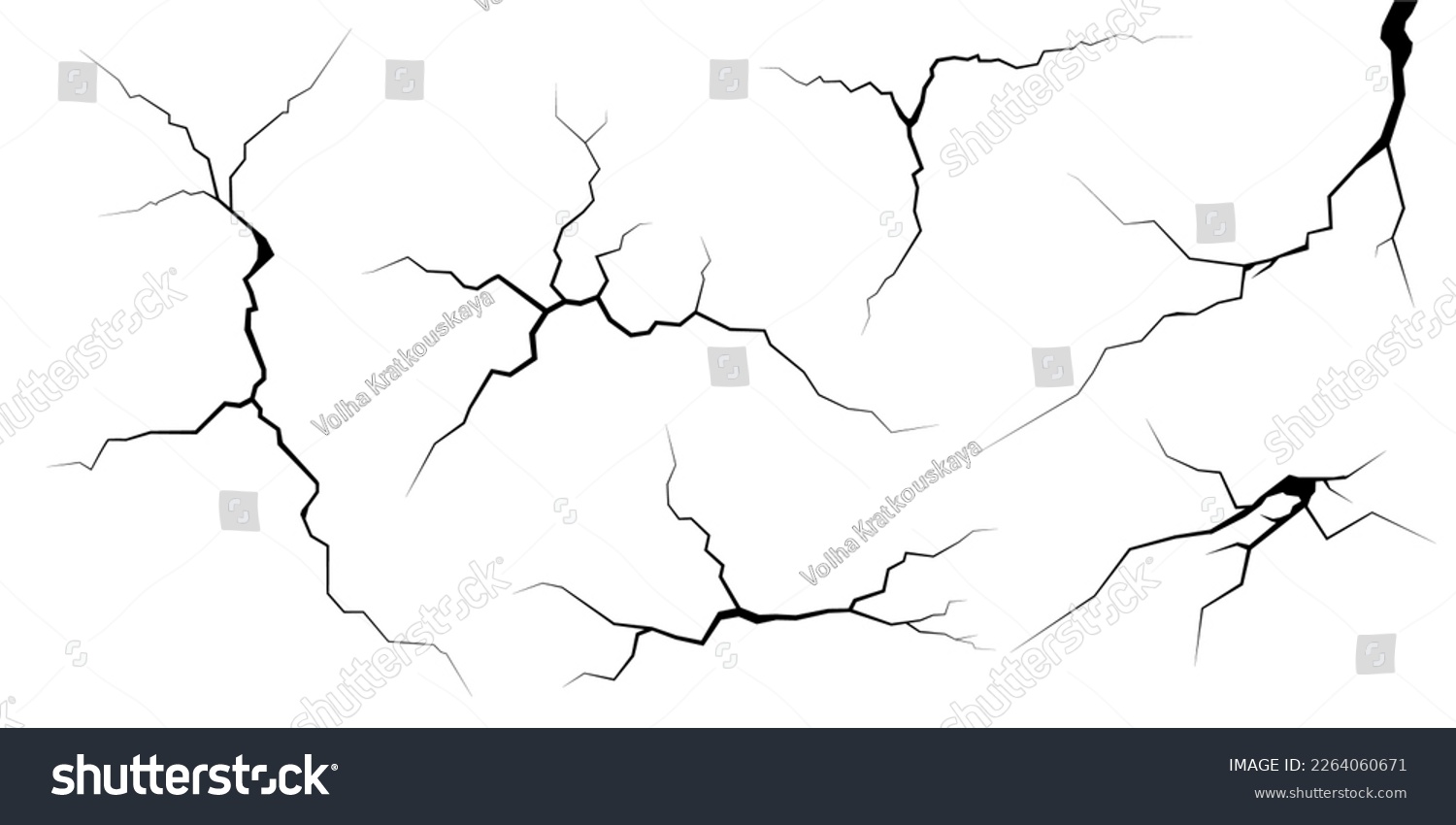 SVG of Surface cracks and fissures in ground, concrete, crevices from disaster top view. Breaks on land surface from earthquake isolated on white background. Broken ground, wall, glass pattern effect. Damage svg