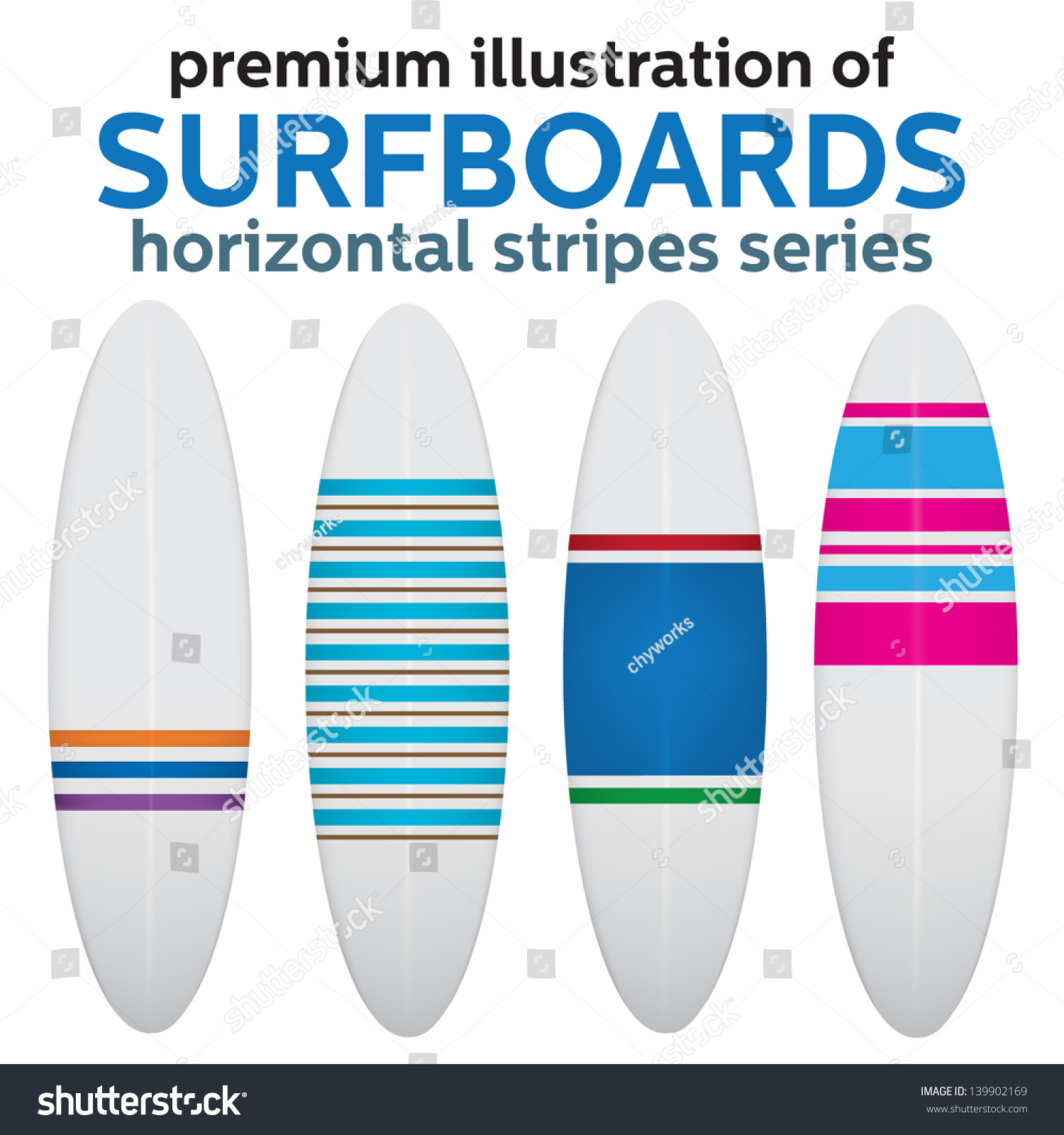 Surfboards Design Horizontal Stripes Stock Vector 139902169 Shutterstock