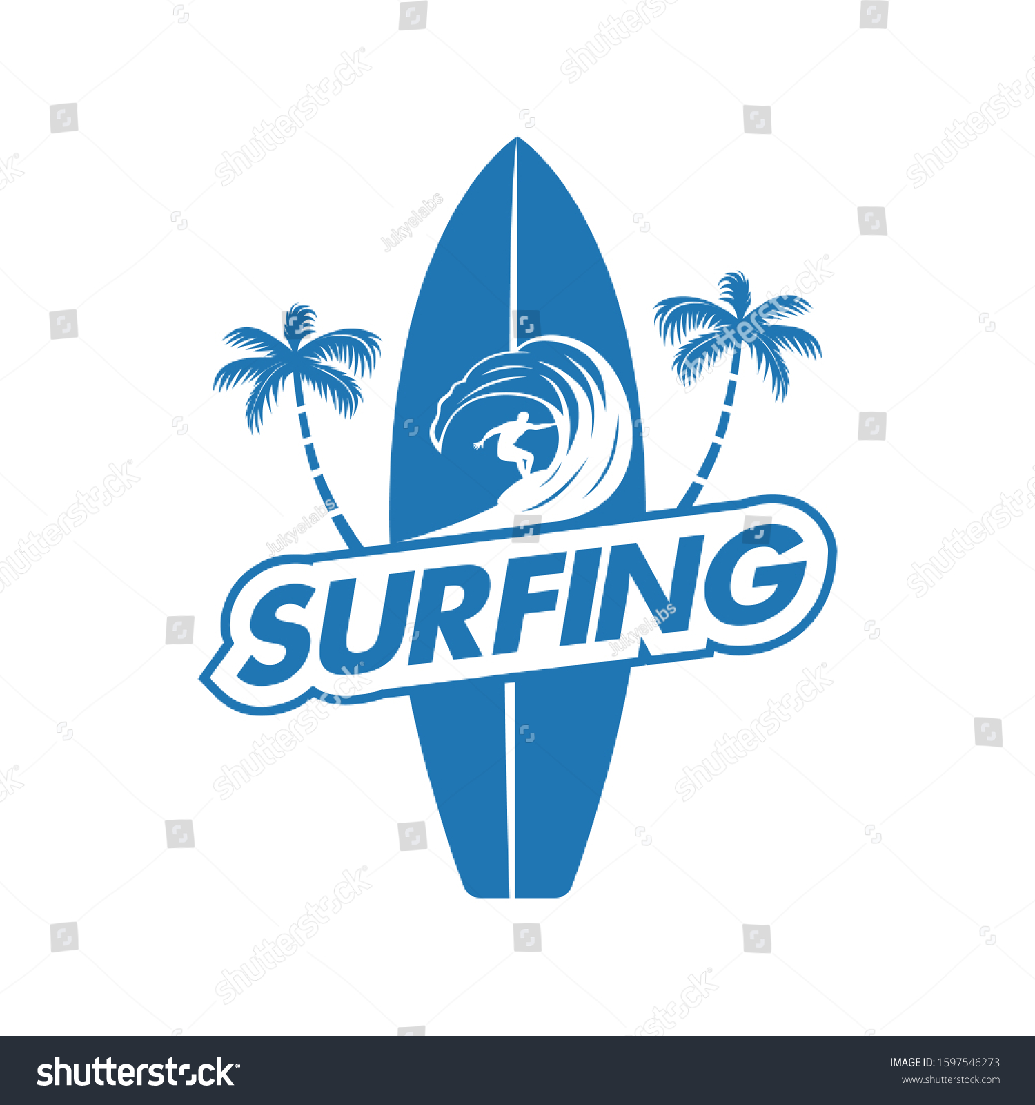 Surfing Logo Emblems Surf Club Shop Stock Vector (Royalty Free) 1597546273