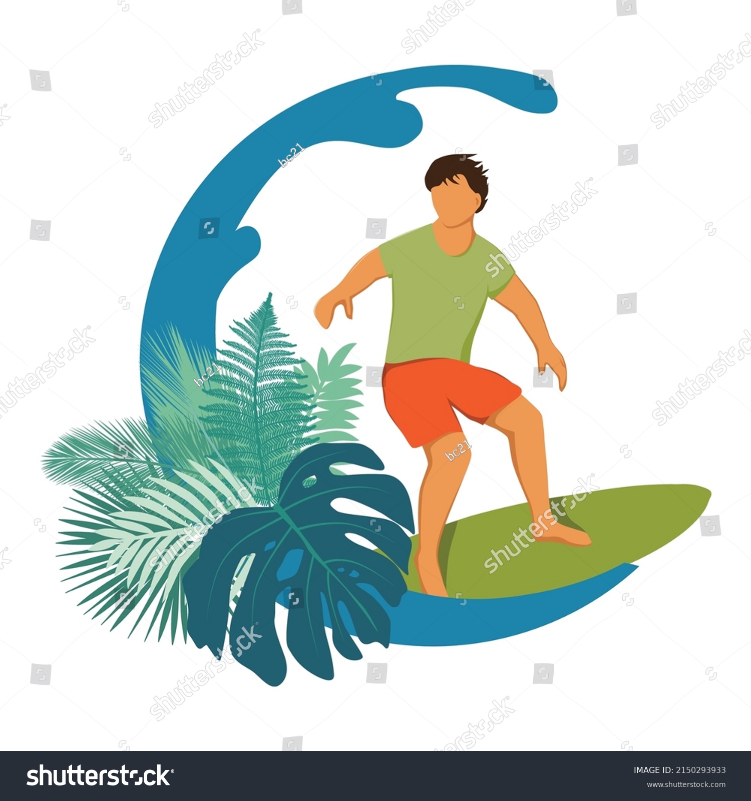 Surfing Man Vector Graphic Design Element Stock Vector (Royalty Free ...