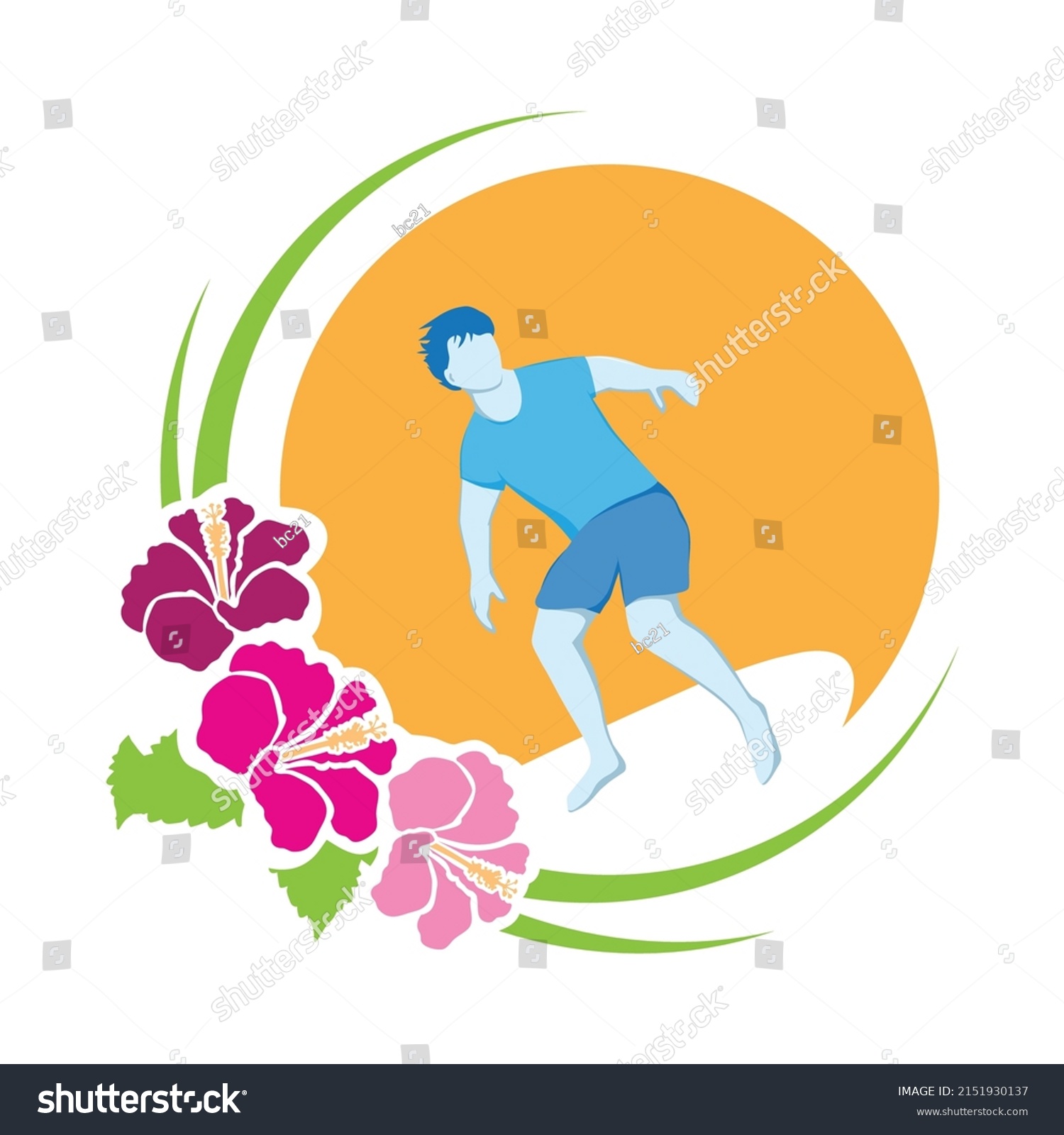 Surfing Man Vector Graphic Design Element Stock Vector (Royalty Free ...