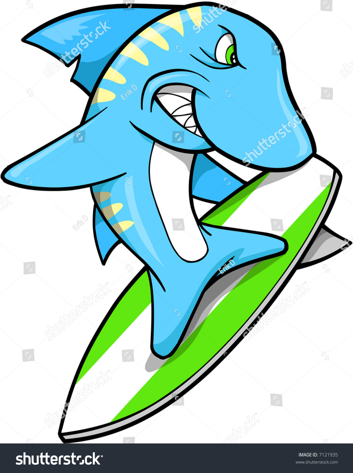 Surfing Shark Vector Illustration Stock Vector (Royalty Free) 7121935