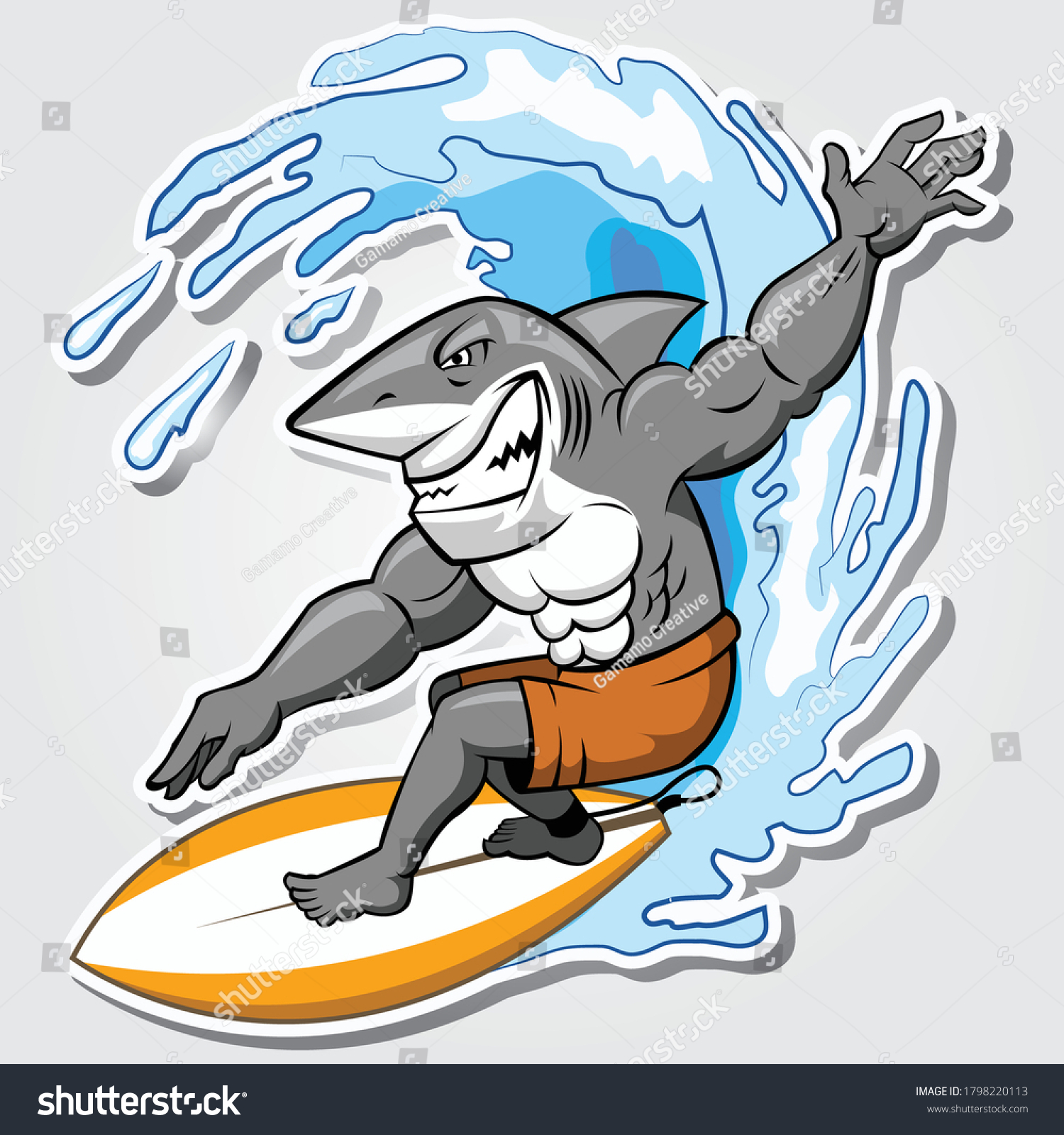 Surfing Shark Vector Illustration Mascot Team Stock Vector (Royalty ...