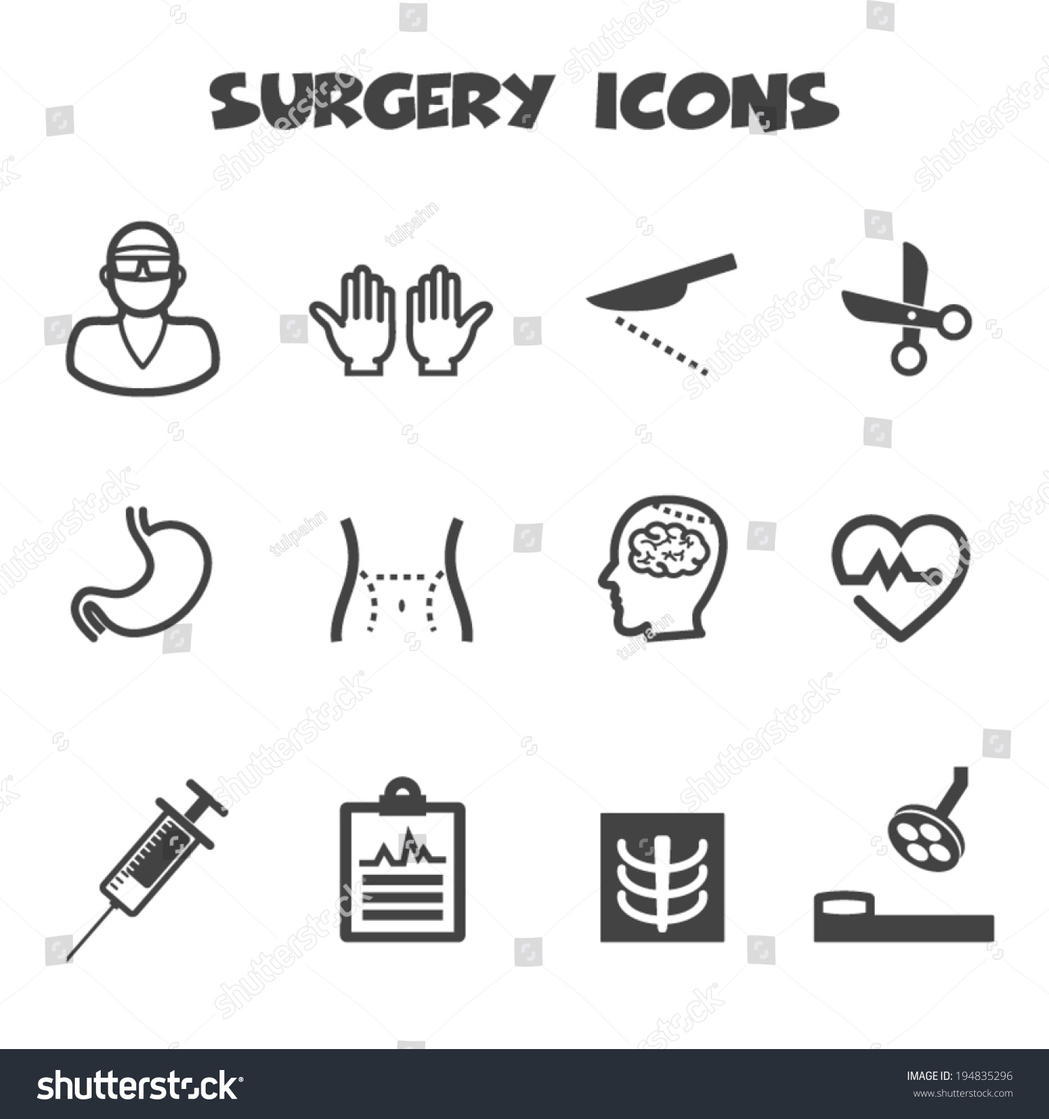 Surgery Icons Mono Vector Symbols stockvector (rechtenvrij) 194835296 ...