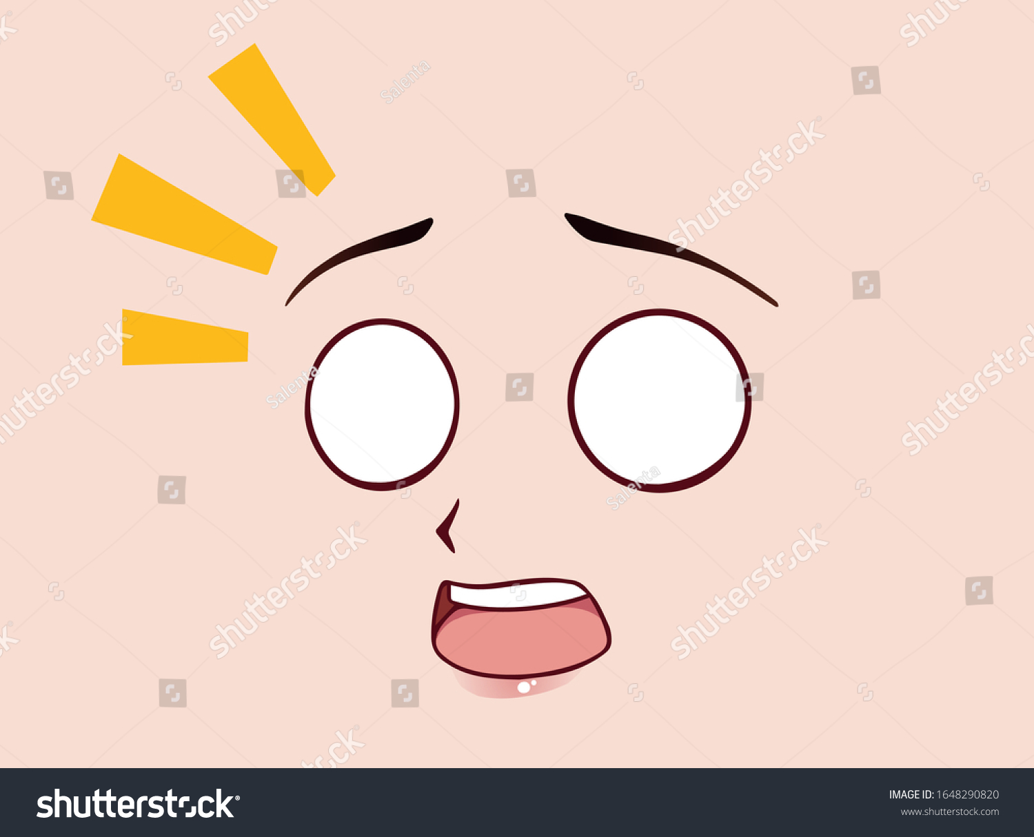 Surprised Anime Face Funny Round Eyes Stock Vector Royalty Free