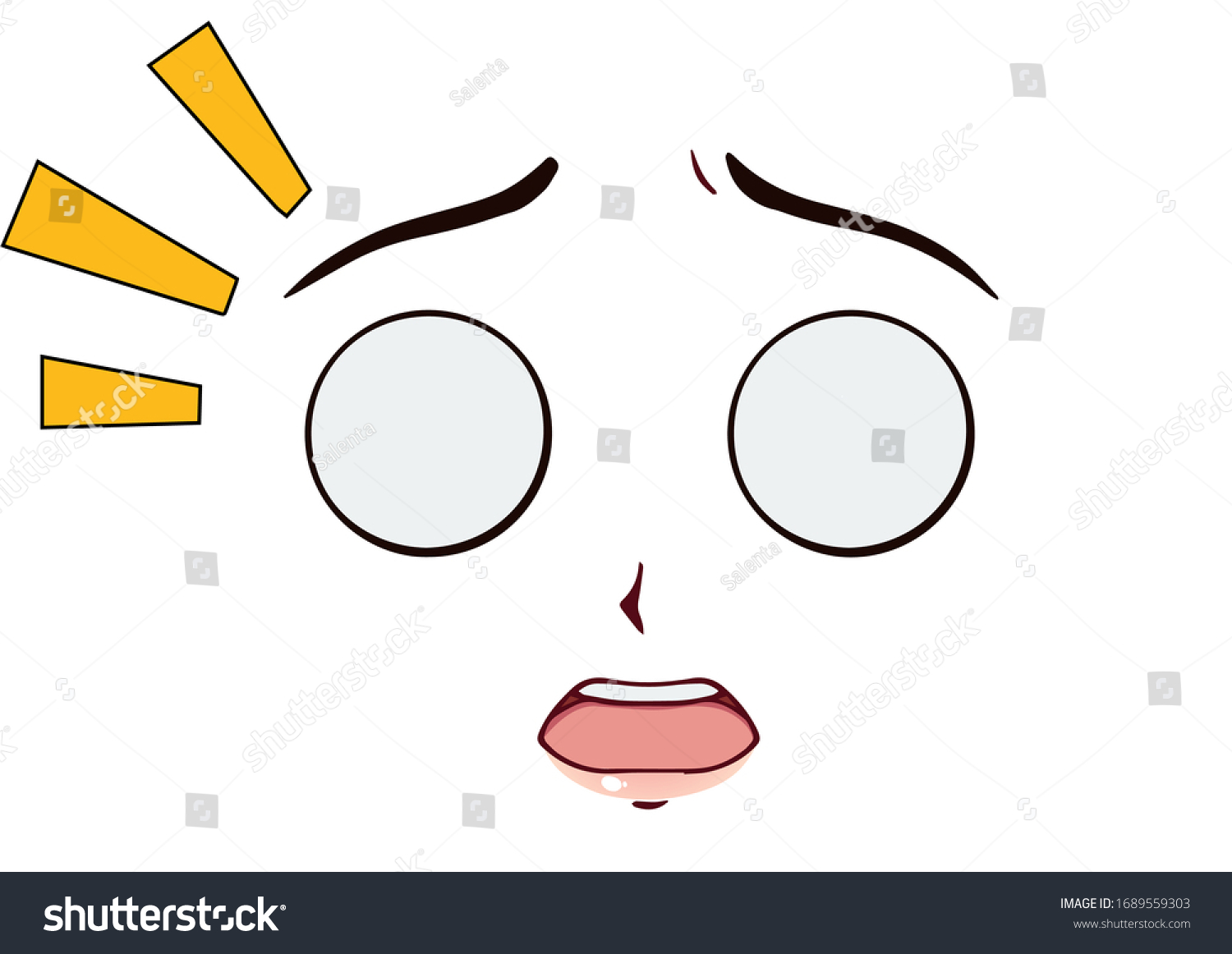 Sorprendido Rostro De Anime. Divertidos Ojos: Vector De Stock (libre De ...