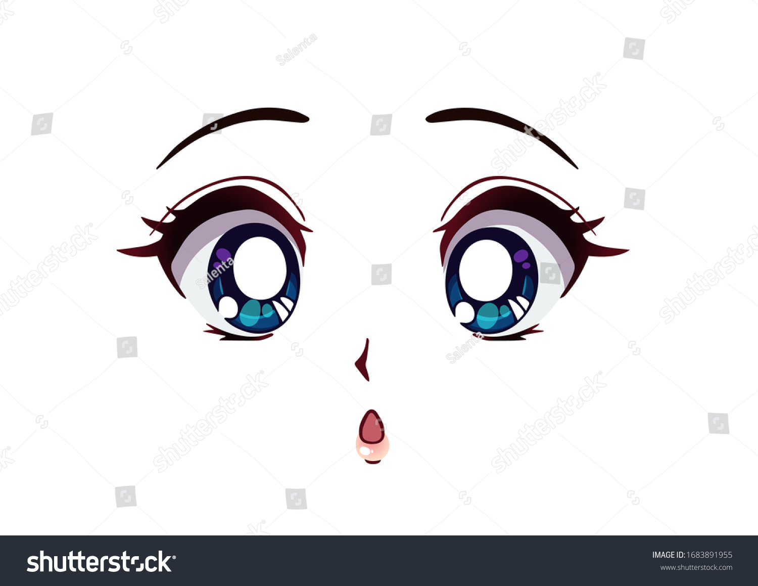 Surprised Anime Face Manga Style Big Stock Vector Royalty Free 1683891955