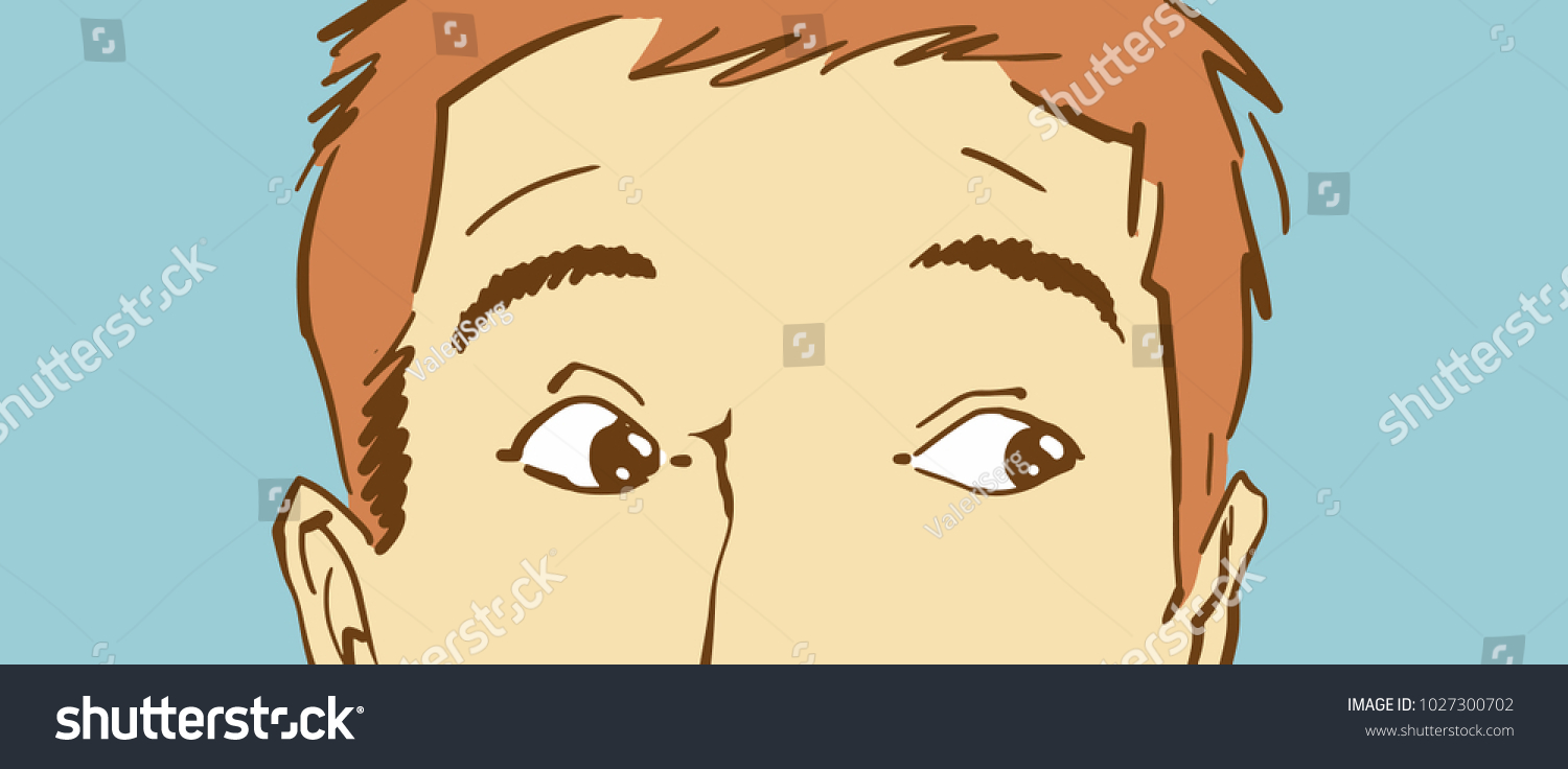 Surprised Mans Upper Face Eyes Looking Stock Vector Royalty Free 1027300702