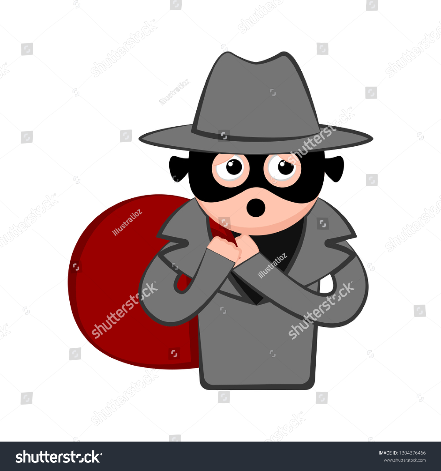 Surprised Thief Cartoon Money Bag Vector Stock Vector (Royalty Free ...