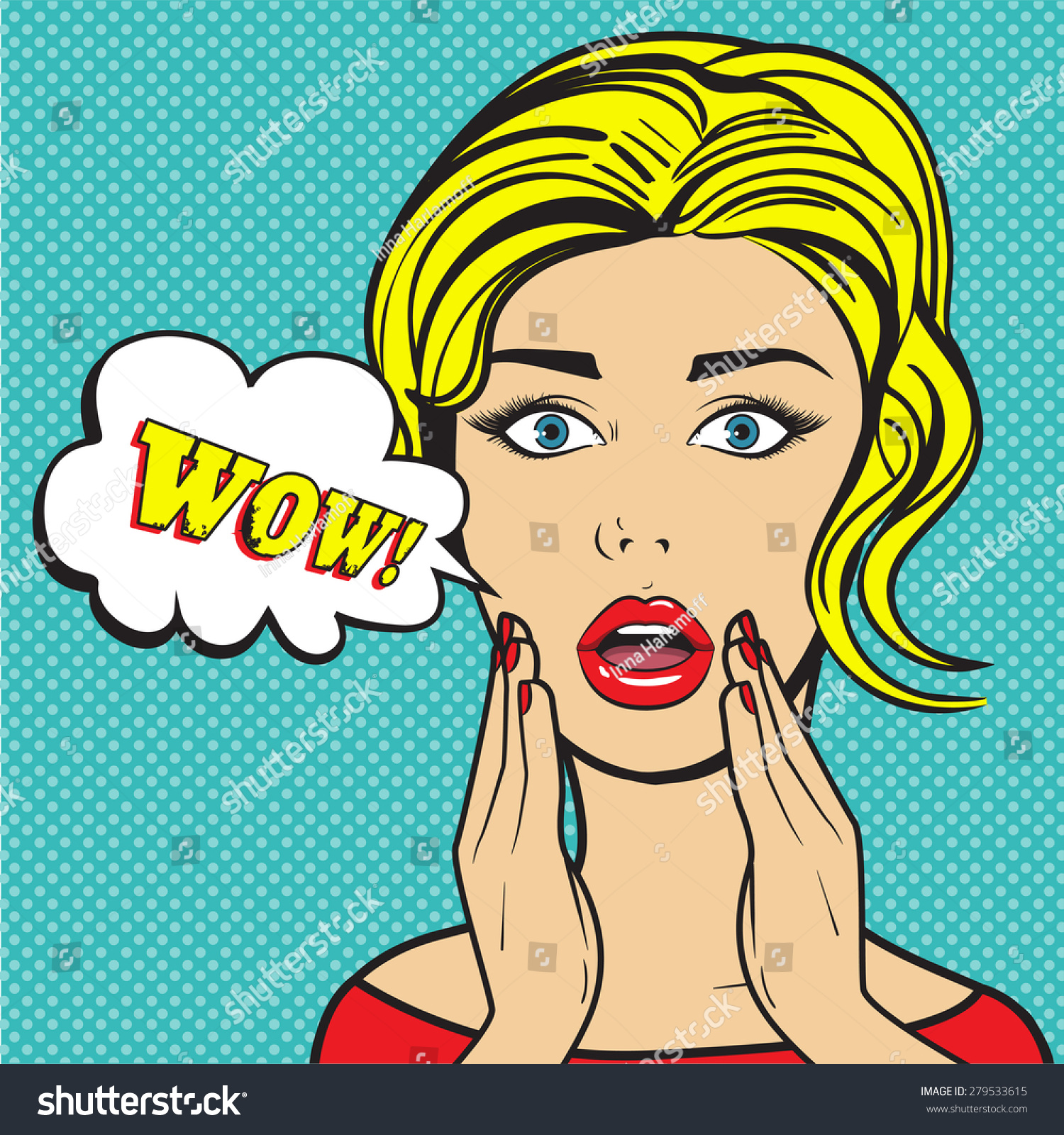 Surprised Woman Face Open Mouth Pop Stock Vector 279533615 - Shutterstock