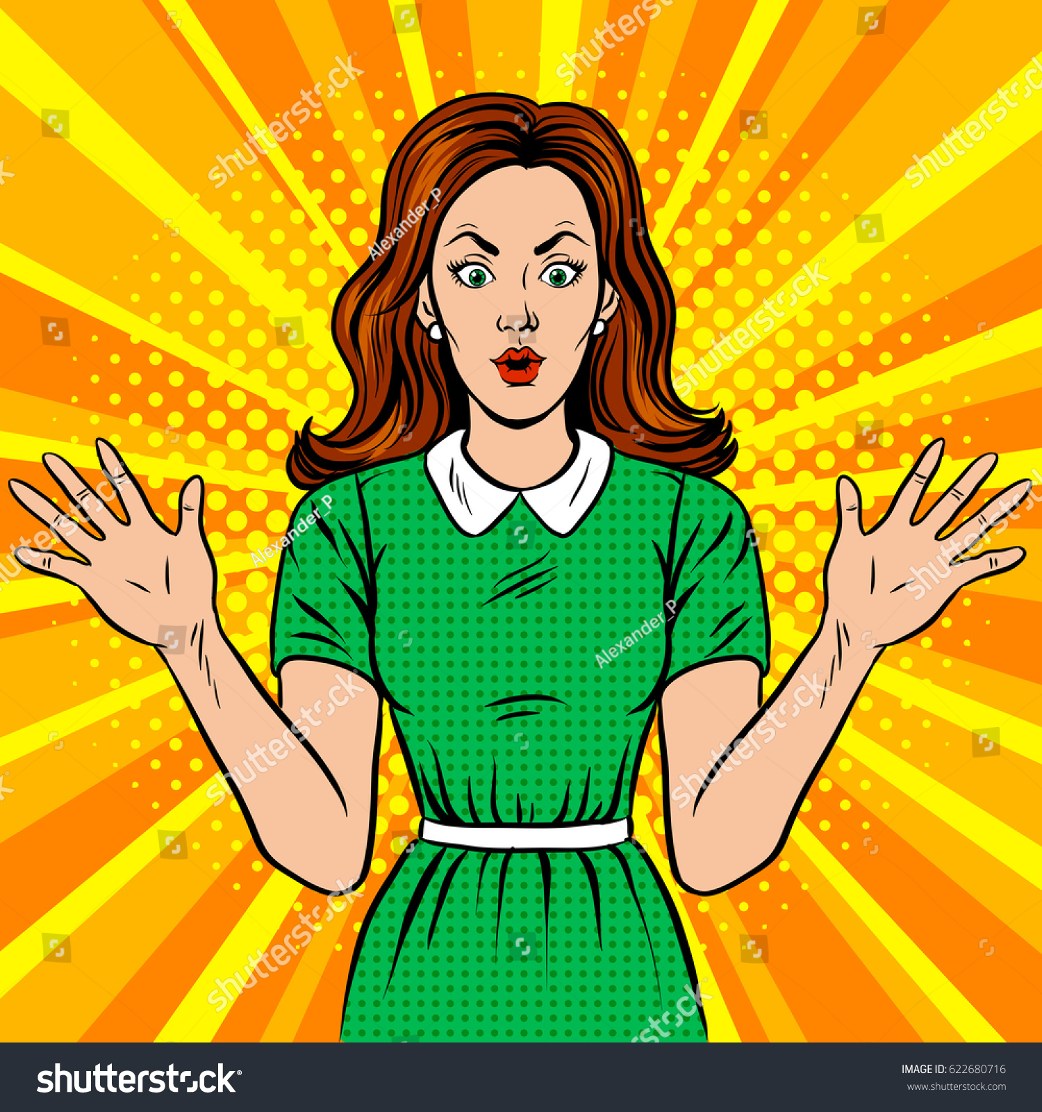 Surprised Woman Pop Art Retro Vector Stock Vector Royalty Free