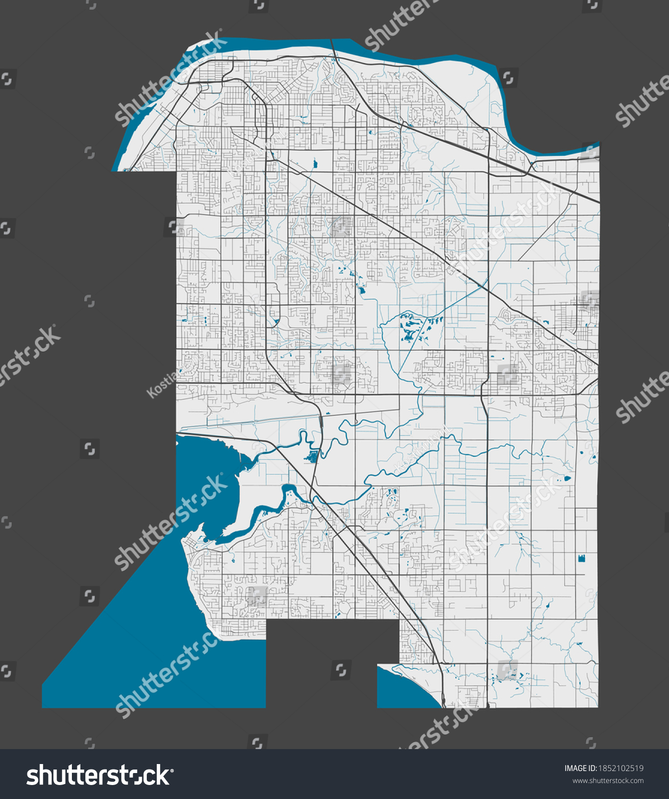 Surrey Map Detailed Map Surrey City Stock Vector (Royalty Free ...