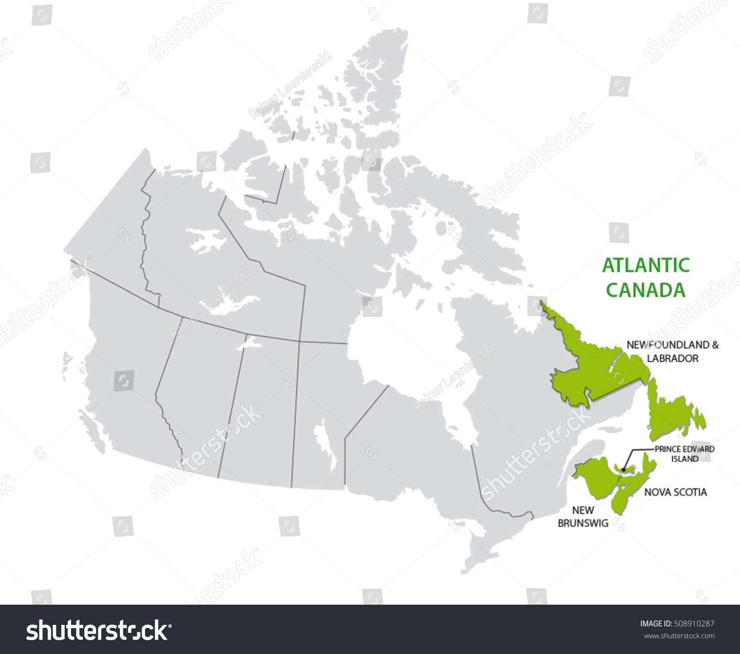 Printable Map Of Atlantic Canada Survey Map Four Canadian Atlantic States Stock Vector (Royalty Free)  508910290 | Shutterstock