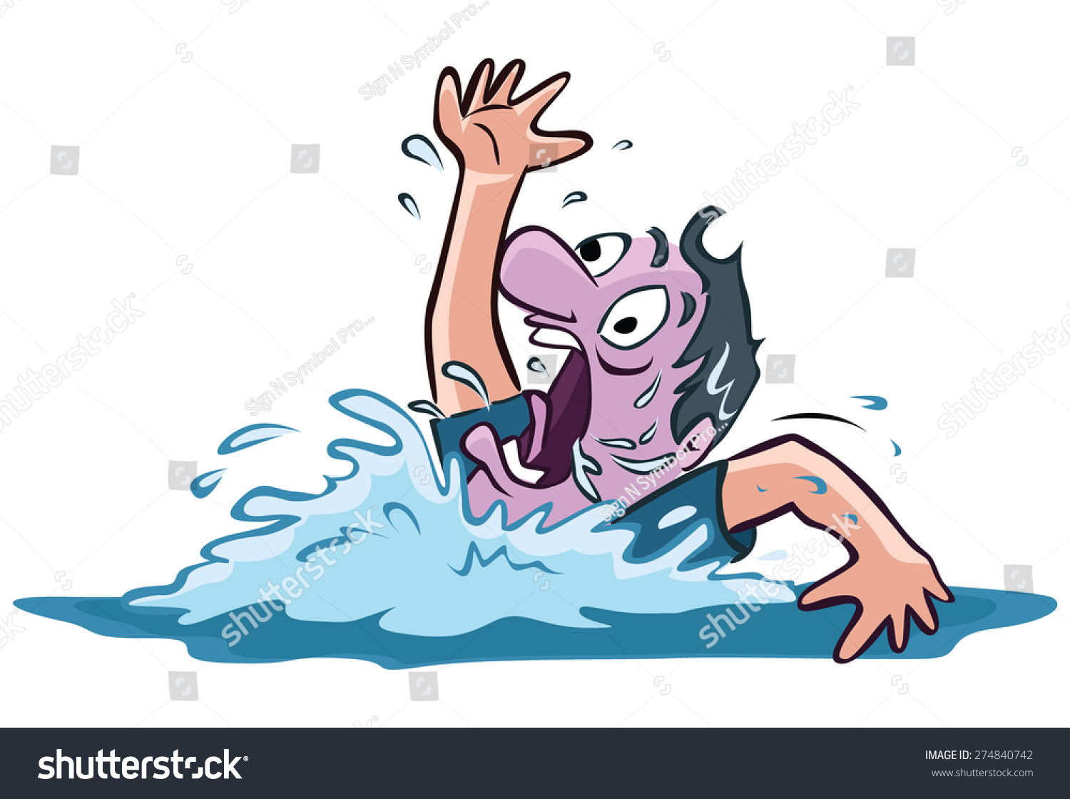Survive Drowning Man Stock Vector Illustration 274840742 : Shutterstock