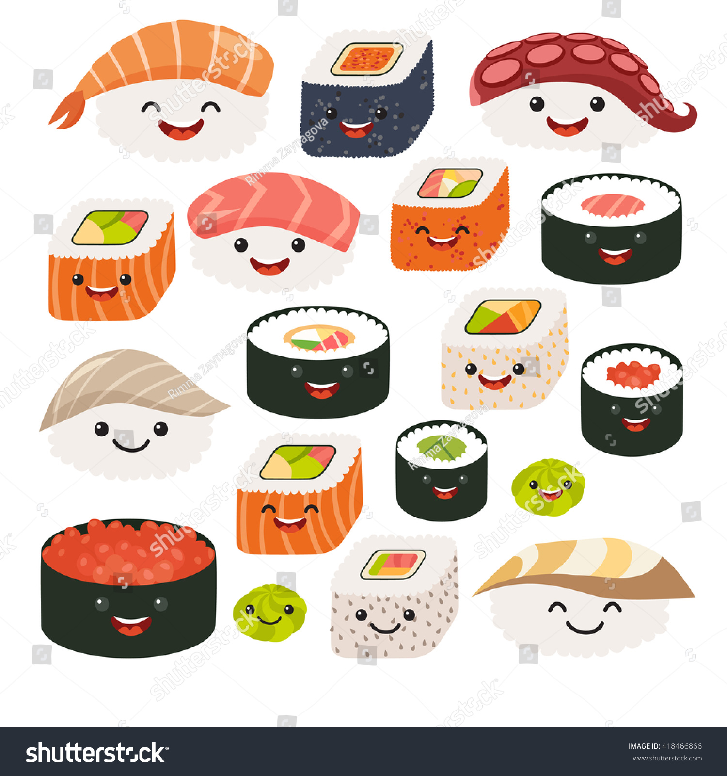 Sushi Sashimi Set Vector Illustration Isolated Stock Vector Royalty