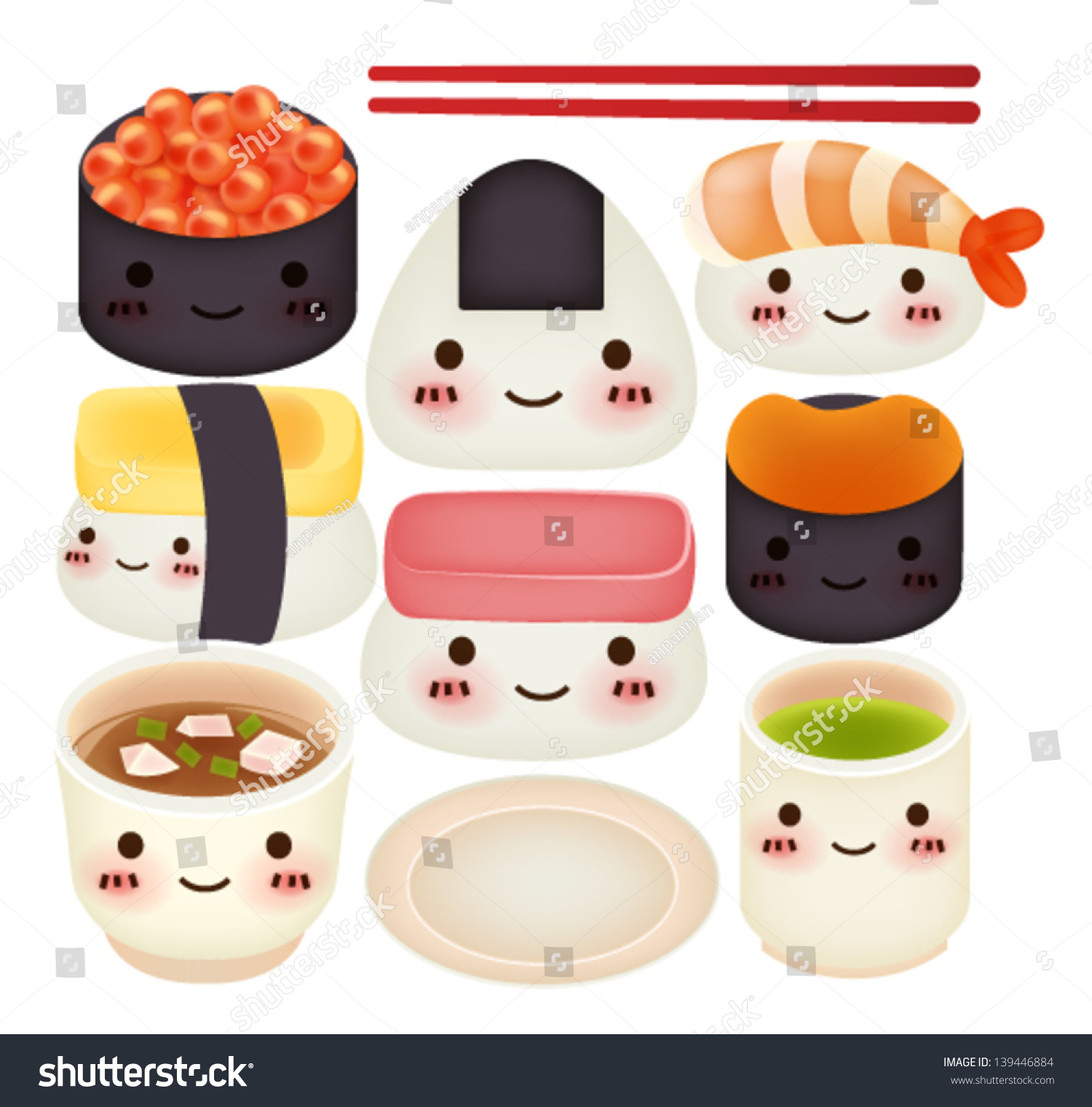 Sushi Collection Vector File Eps10 Stock Vector 139446884 - Shutterstock