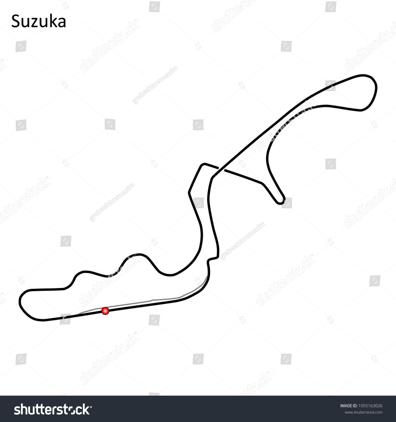 Suzuka Grand Prix Race Track Circuit Stock Vector (Royalty Free) 1055163026