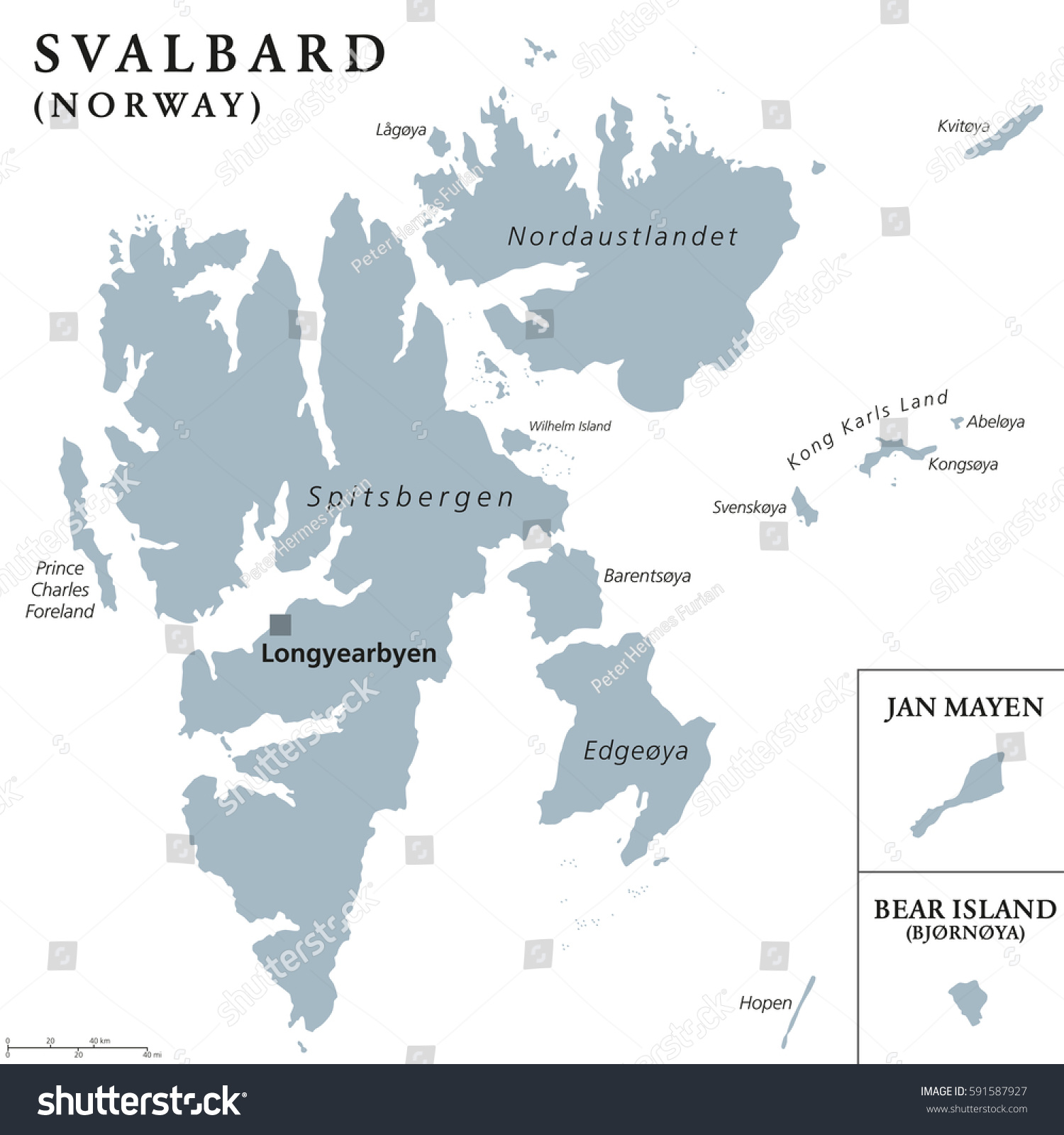 Svalbard Bear Island Jan Mayen Political Stock Vector 591587927 - Shutterstock