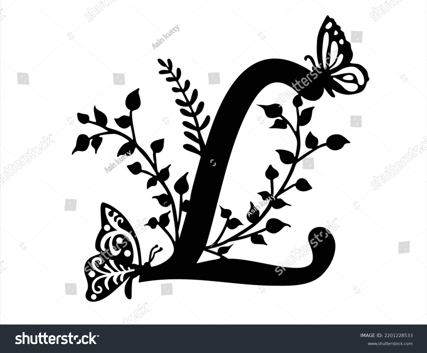 SVG of SVG Butterfly Alphabart,Letter L Cutting Flie svg