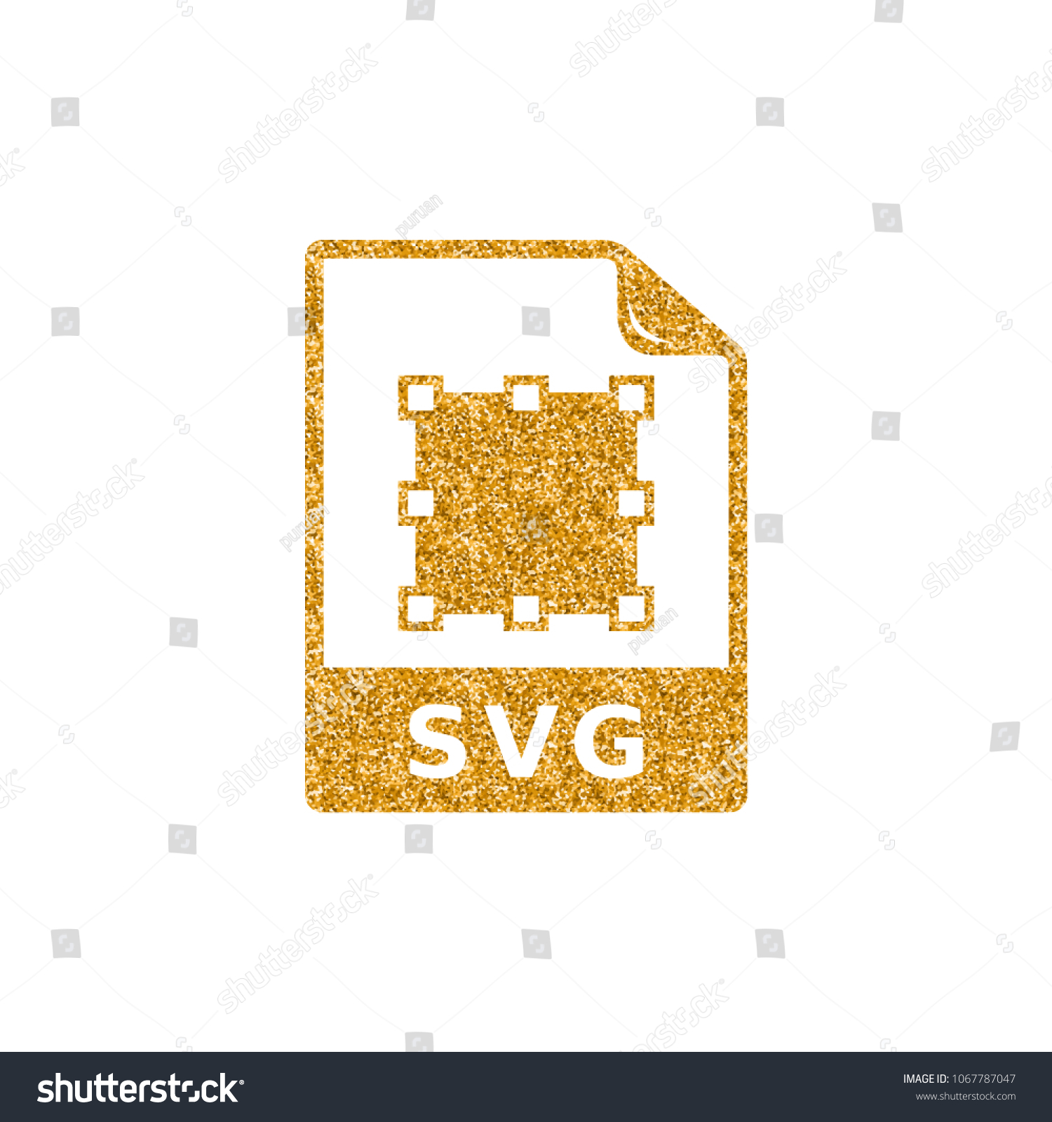 SVG of SVG file icon in gold glitter texture. Sparkle luxury style vector illustration.
 svg
