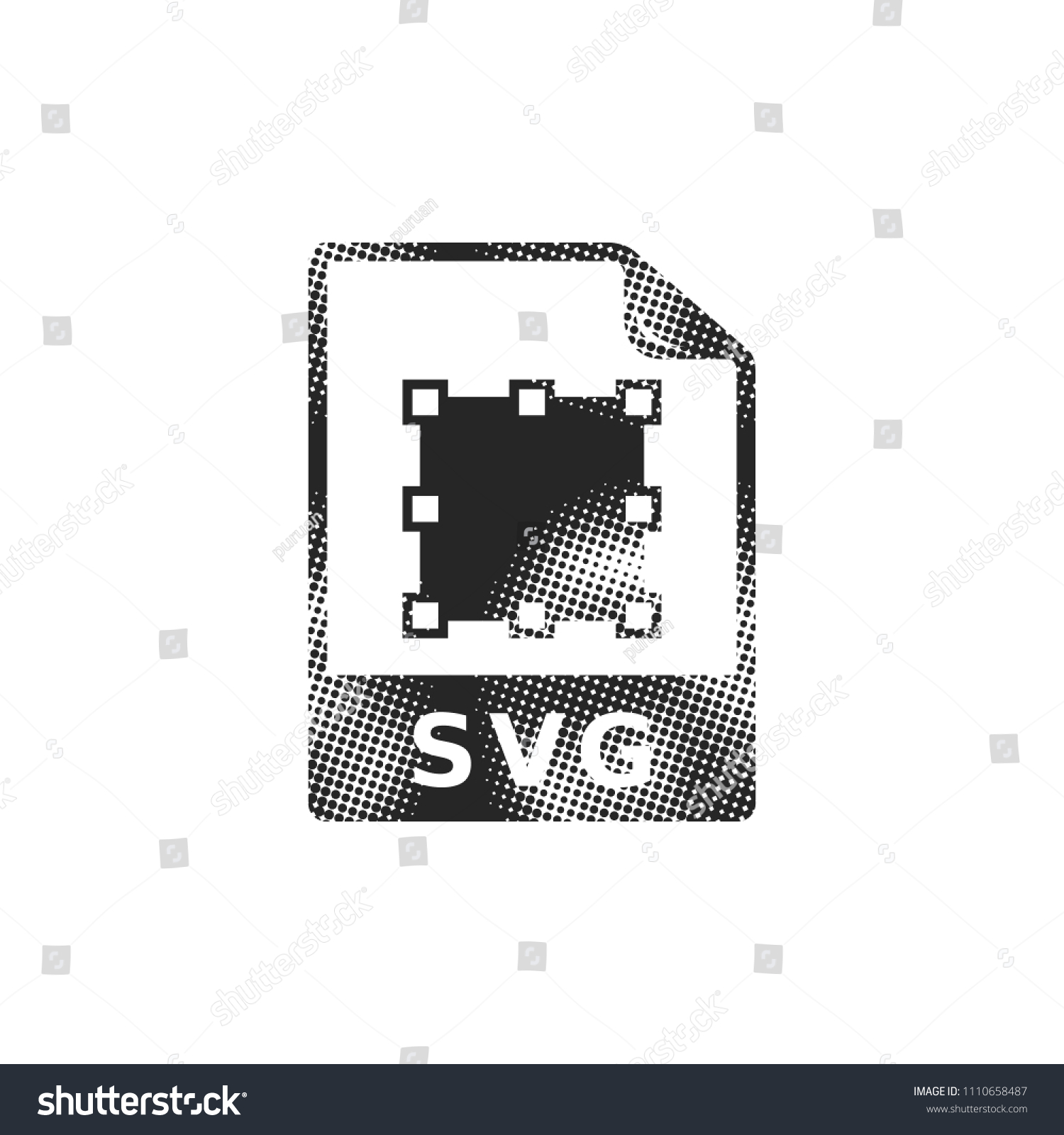 SVG of SVG file icon in halftone style. Black and white monochrome vector illustration. svg
