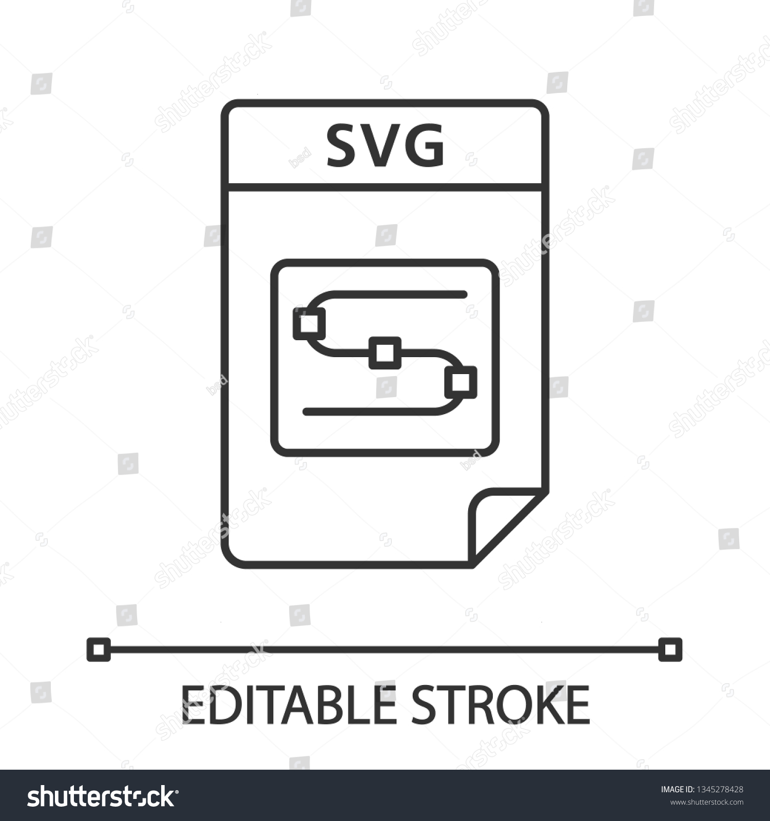 SVG of SVG file linear icon. Scalable vector graphics. Image file format. Thin line illustration. Contour symbol. Vector isolated outline drawing. Editable stroke svg