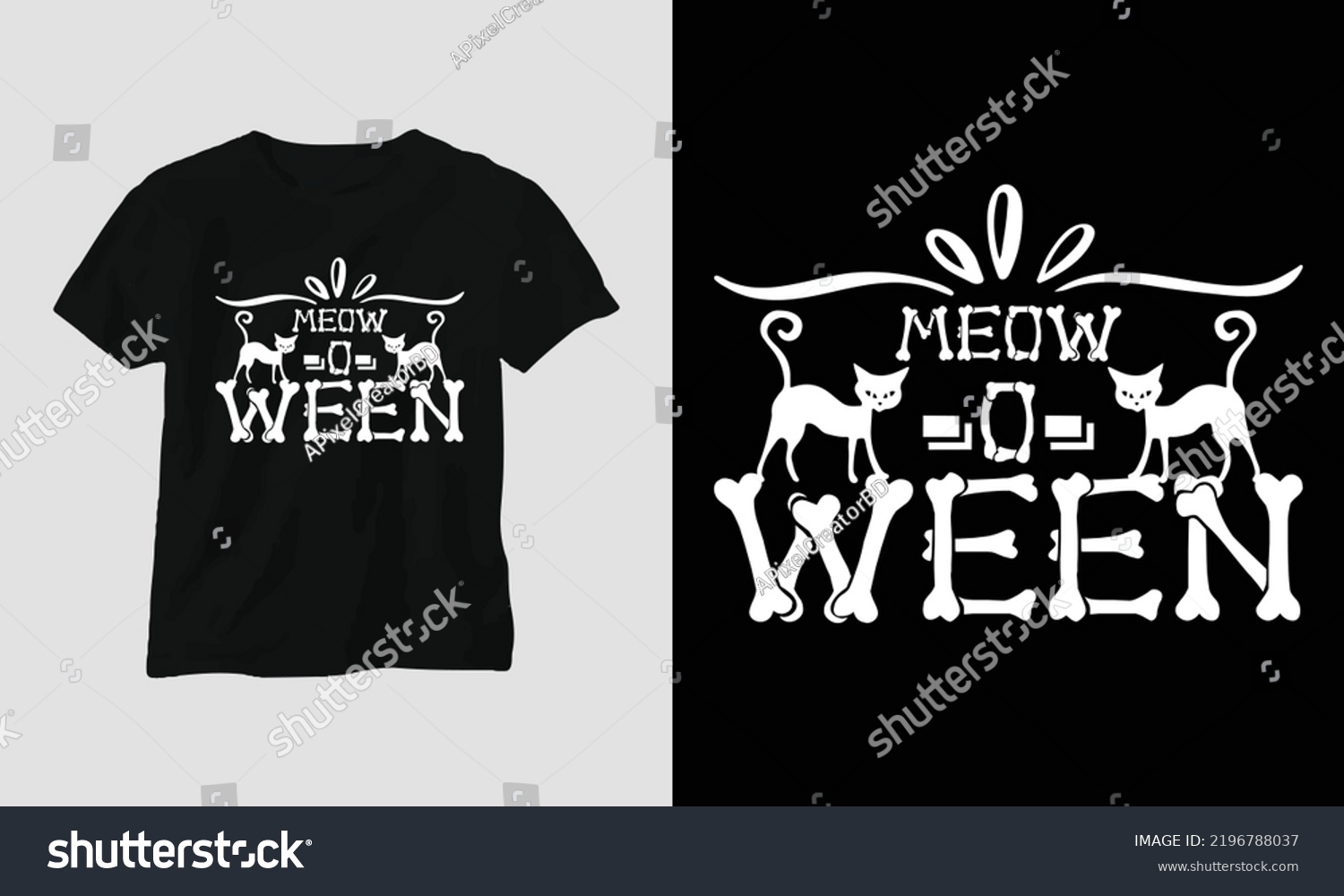 SVG of SVG Halloween Day Special T-shirt Typography Design with “meow-o-ween”. Best for T-Shirt, mag, sticker, wall mat, etc. svg