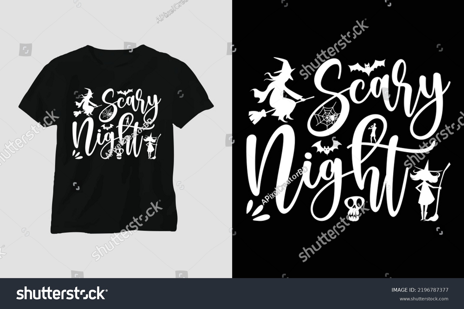SVG of SVG Halloween Day Special T-shirt Typography Design with “scary night”. Best for T-Shirt, mag, sticker, wall mat, etc. svg