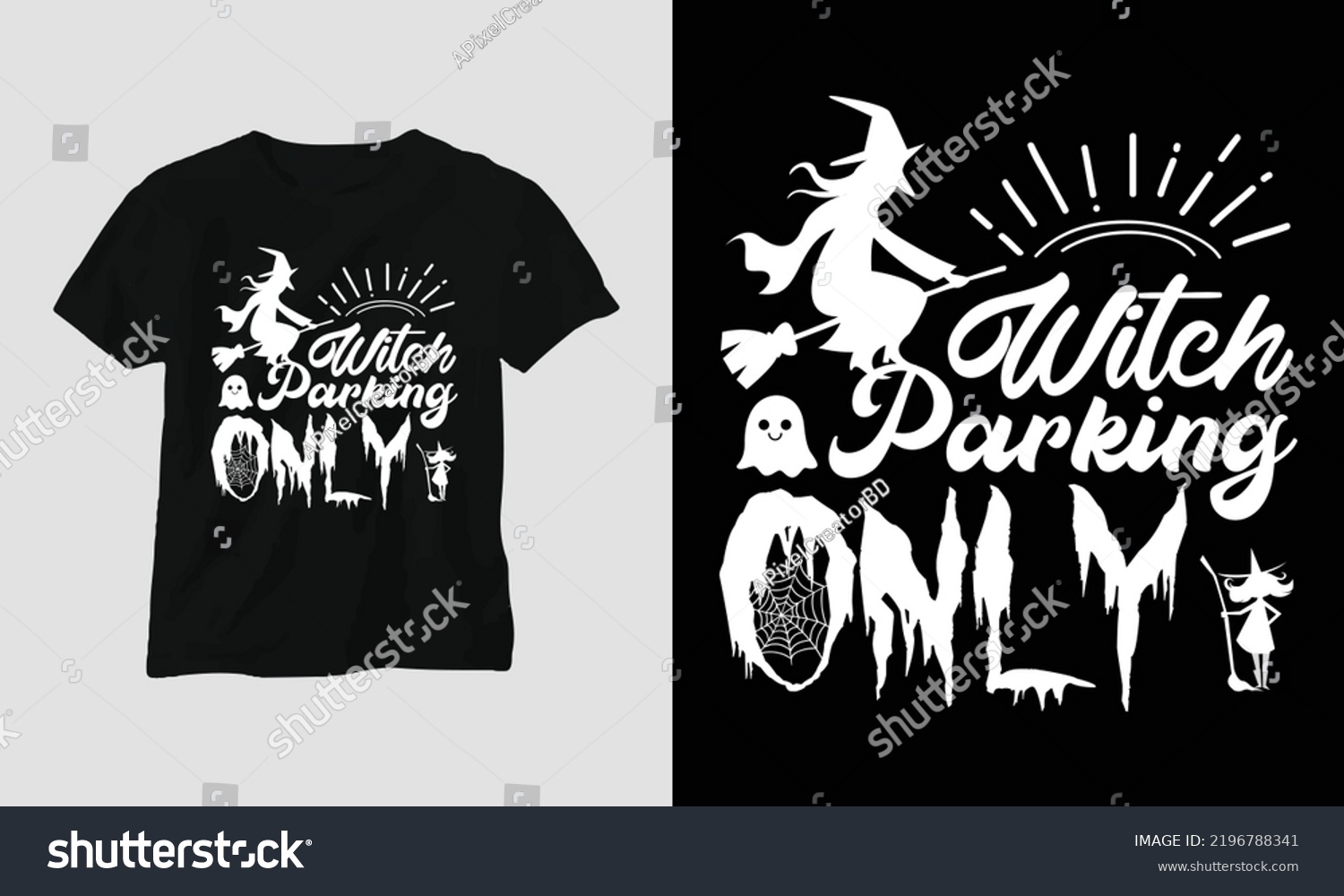 SVG of SVG Halloween Day Special T-shirt Typography Design with “witch parking only”. Best for T-Shirt, mag, sticker, wall mat, etc. svg