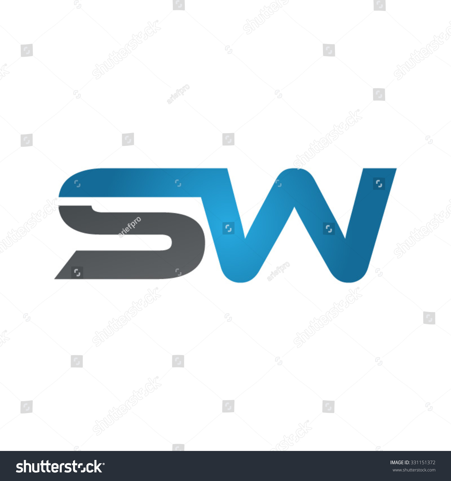 Sw Company Linked Letter Logo Blue Stock Vector 331151372 : Shutterstock