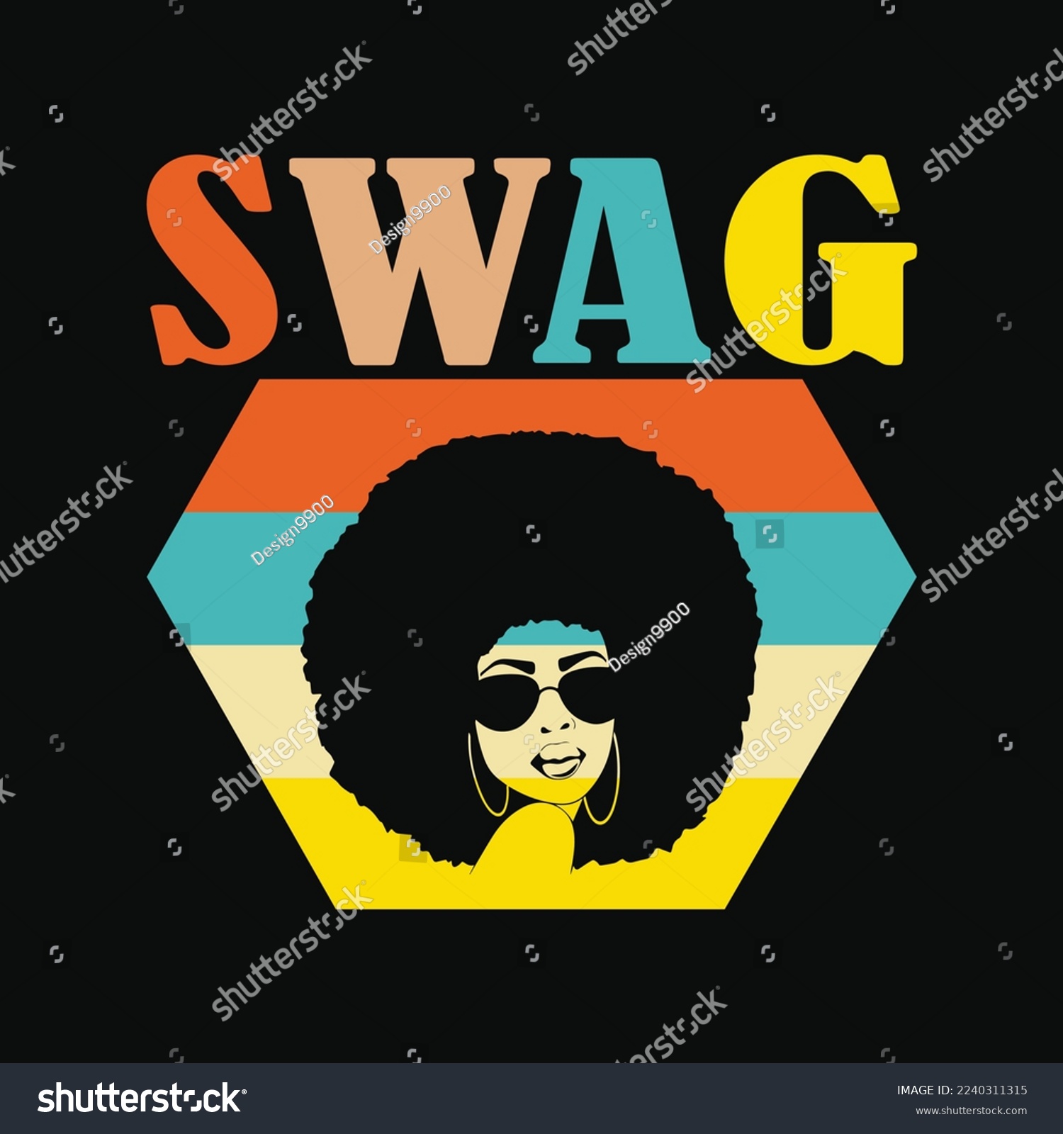 SVG of Swag Vintage Melanin Afro Woman Queen Black History Month svg