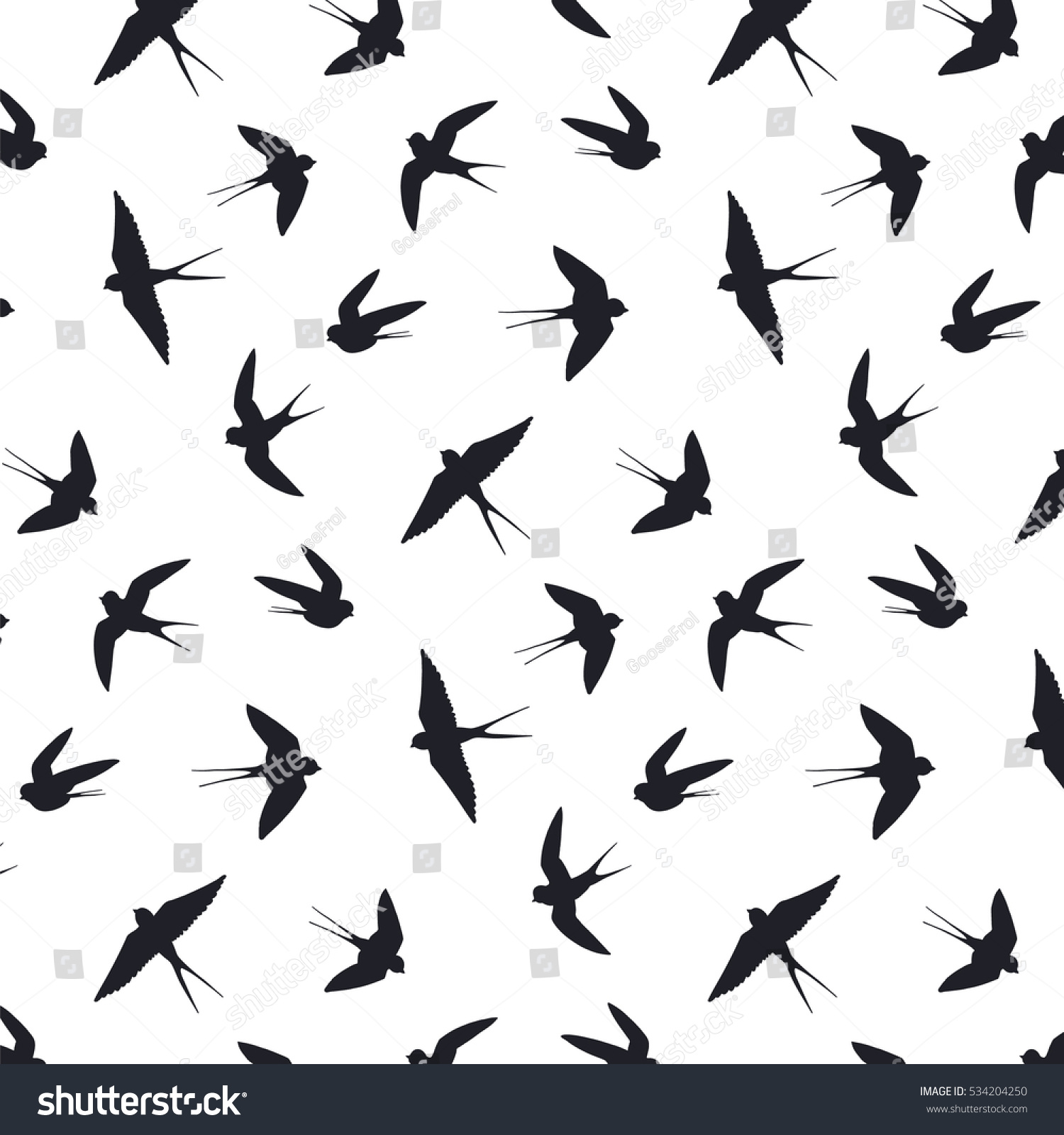 Swallow Bird Silhouette Vector Pattern Stock Vector (Royalty Free ...